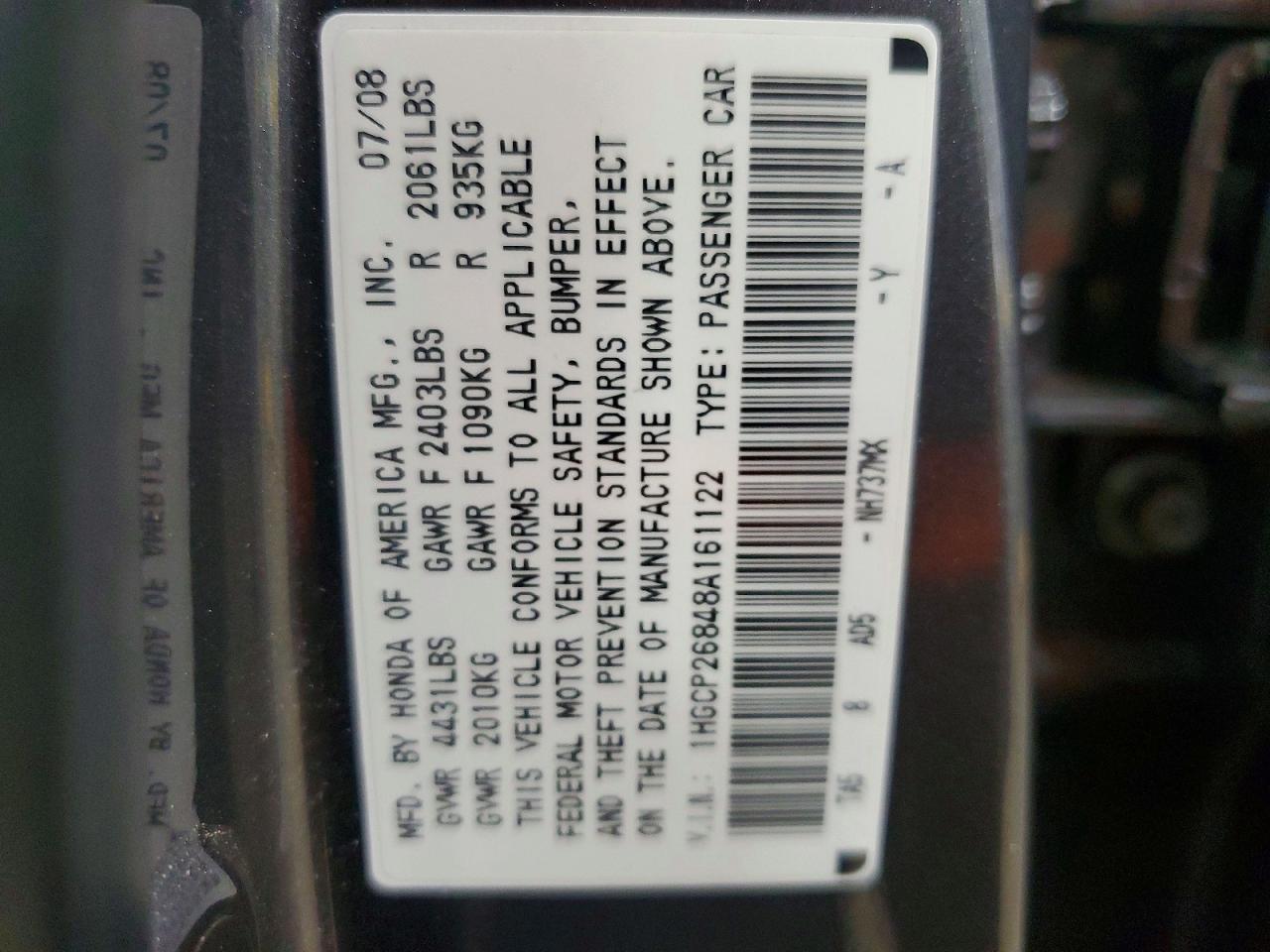 2008 Honda Accord Exl Gray vin: 1HGCP26848A161122