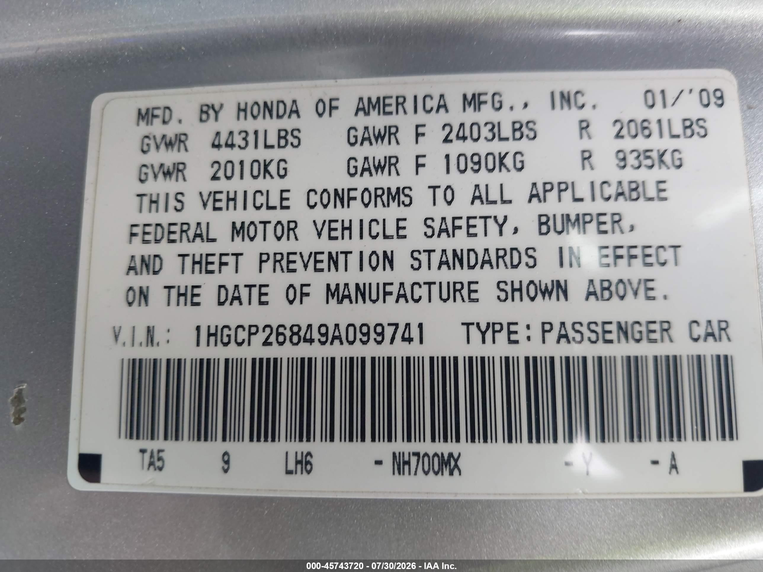 2009 Honda Accord 2.4 Ex-l Silver vin: 1HGCP26849A099741