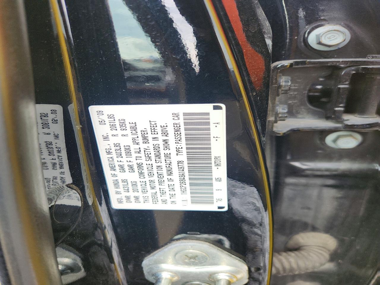 2009 Honda Accord Exl Black vin: 1HGCP26849A149778