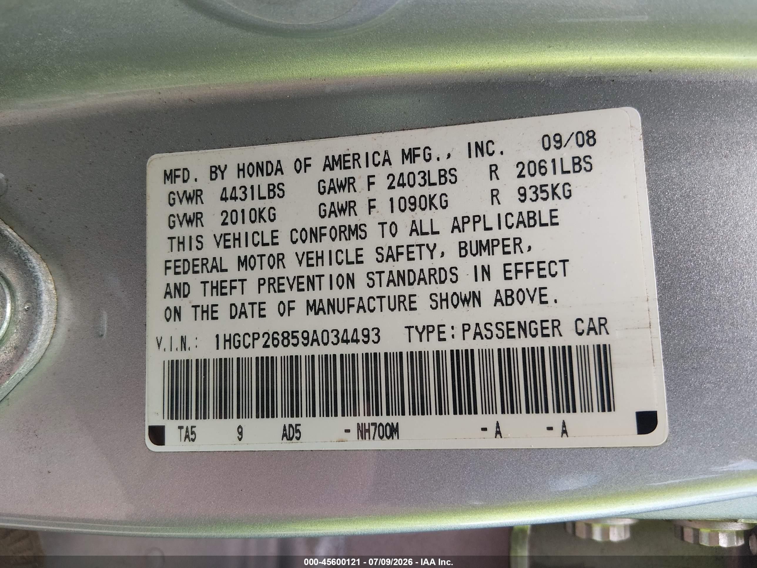 2009 Honda Accord 2.4 Ex-l Серебряный vin: 1HGCP26859A034493