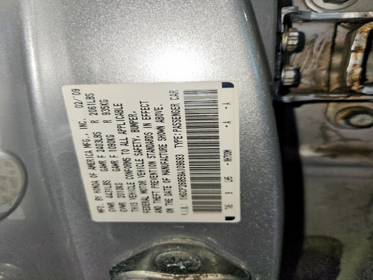 2009 Honda Accord Exl Silver vin: 1HGCP26859A109693
