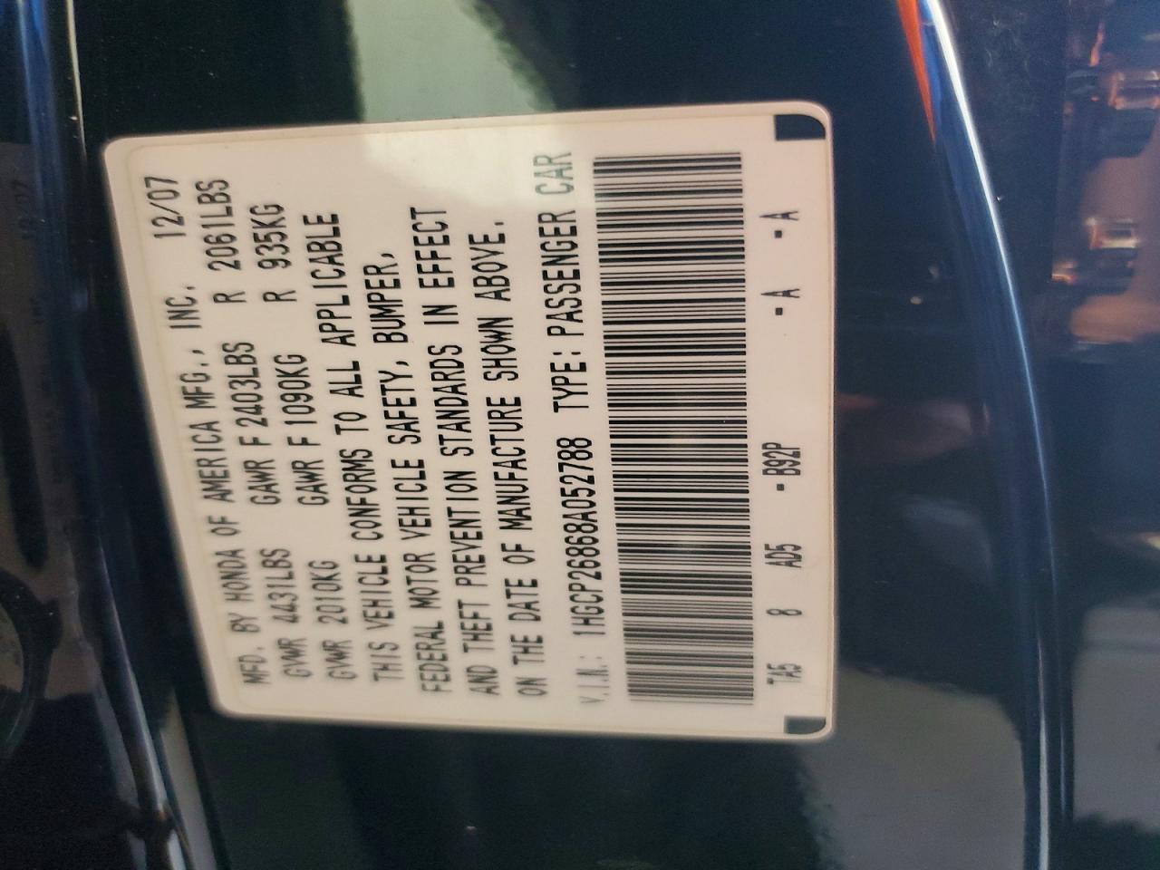 2008 Honda Accord Exl Black vin: 1HGCP26868A052788