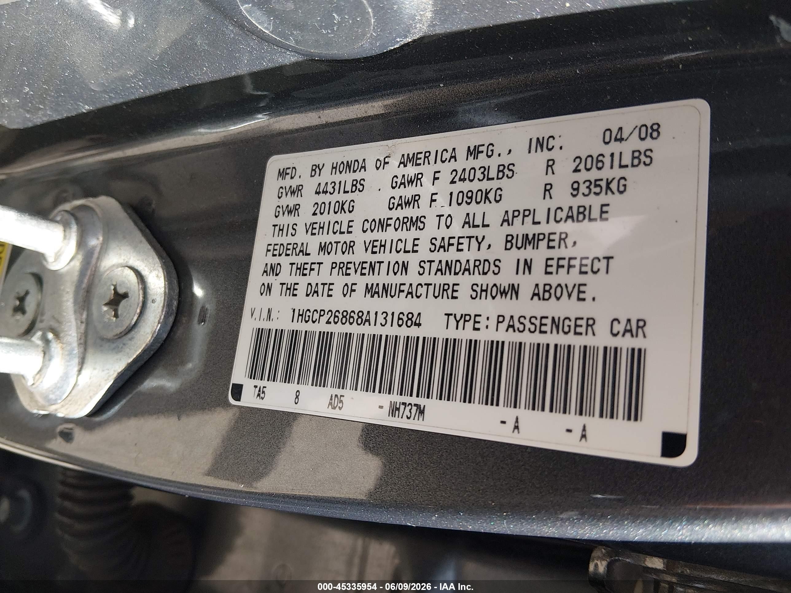 2008 Honda Accord 2.4 Ex-l Silver vin: 1HGCP26868A131684