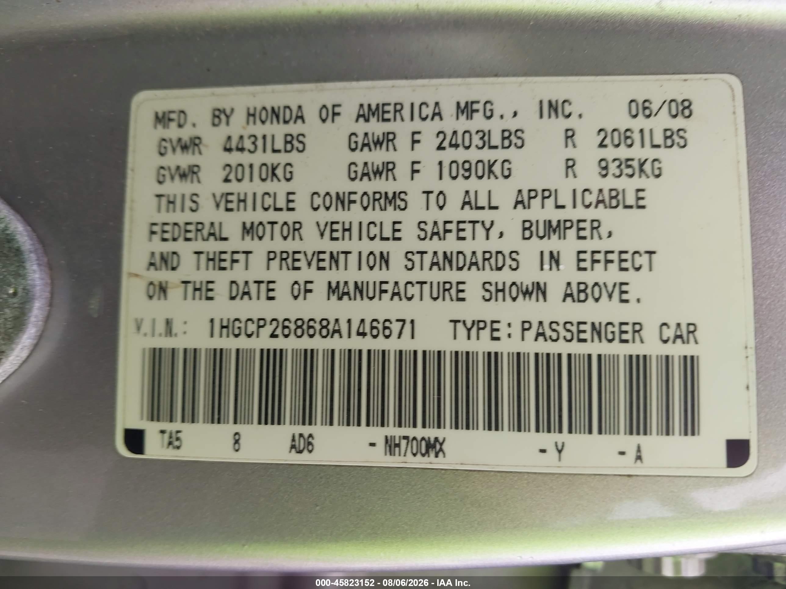 2008 Honda Accord Exl Silver vin: 1HGCP26868A146671