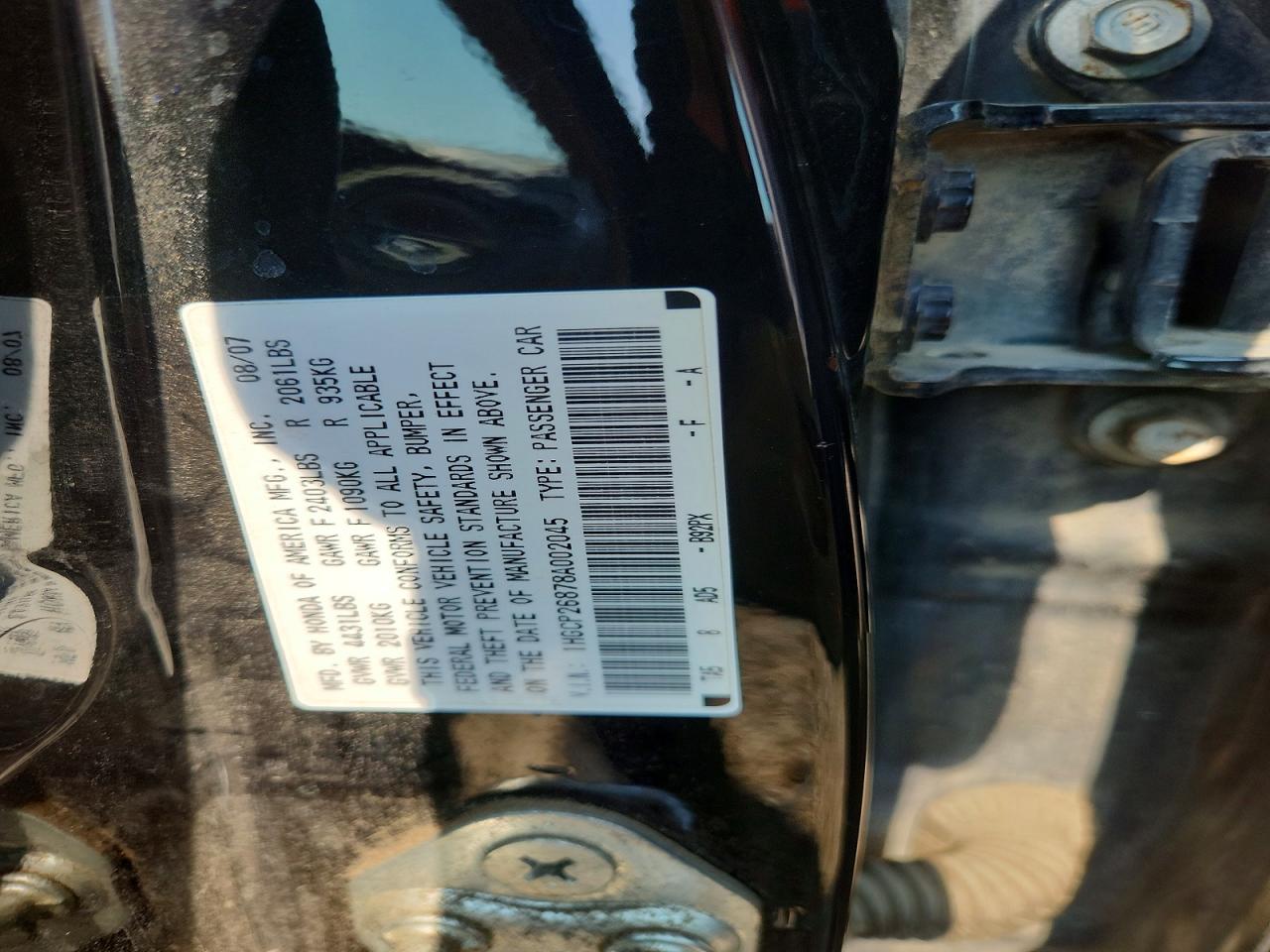 2008 Honda Accord Exl Black vin: 1HGCP26878A002045