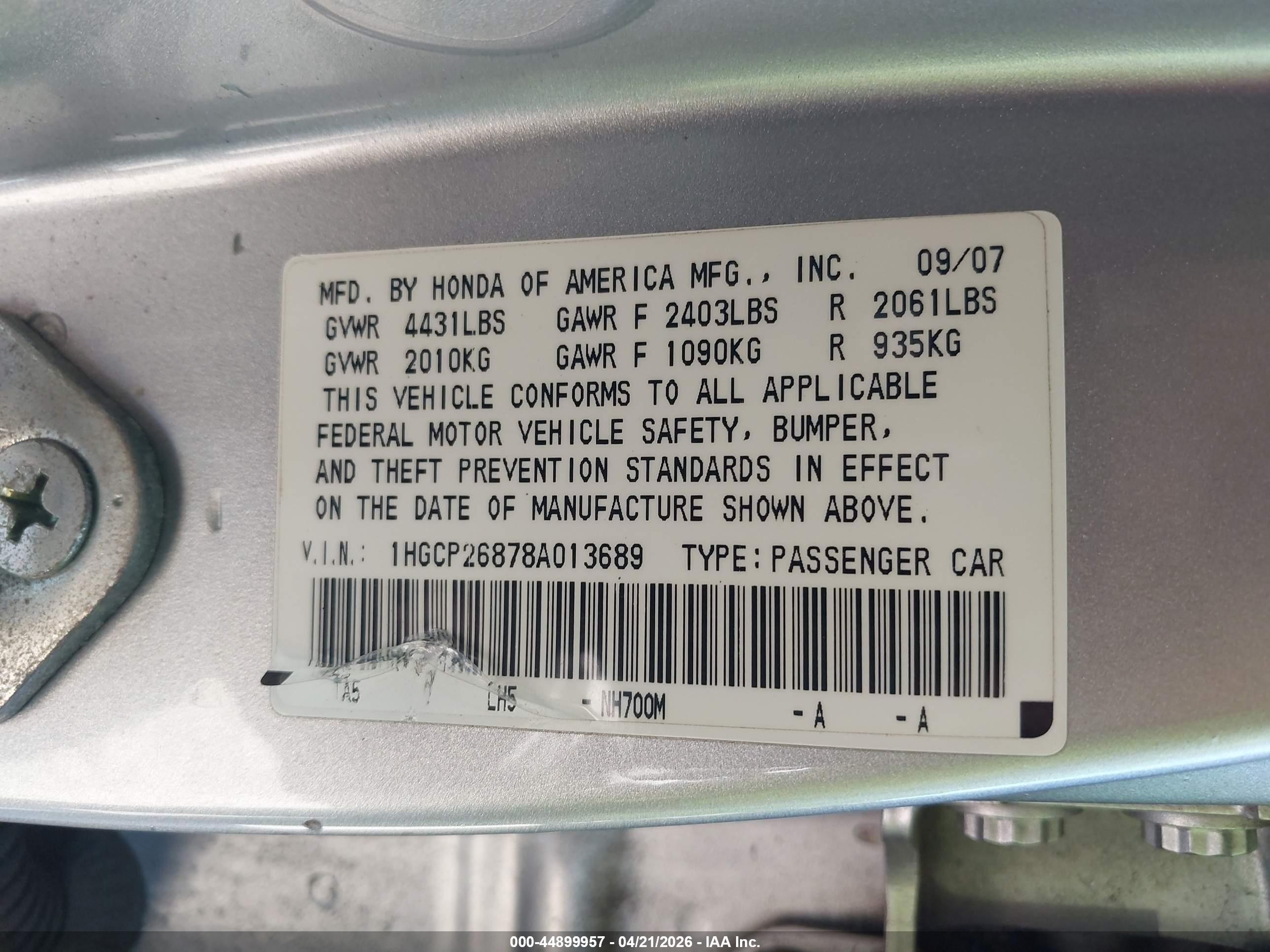 2008 Honda Accord 2.4 Ex-l Silver vin: 1HGCP26878A013689