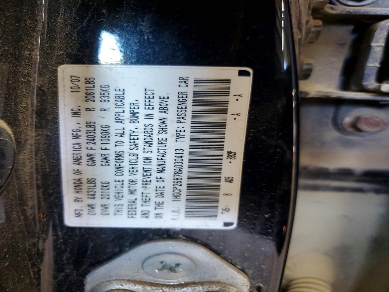 2008 Honda Accord Exl Black vin: 1HGCP26878A030413