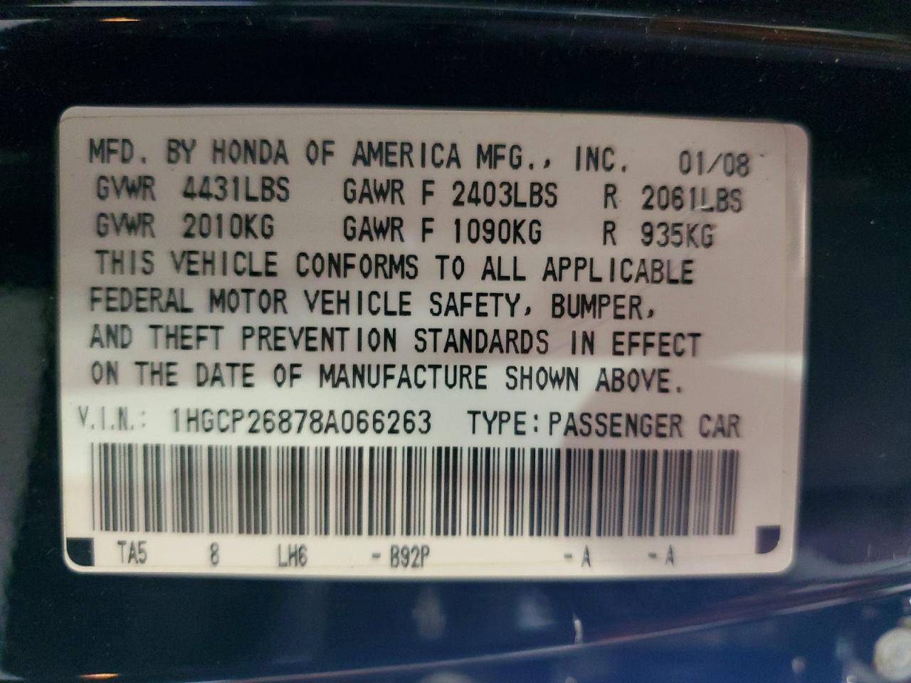 2008 Honda Accord Exl Black vin: 1HGCP26878A066263