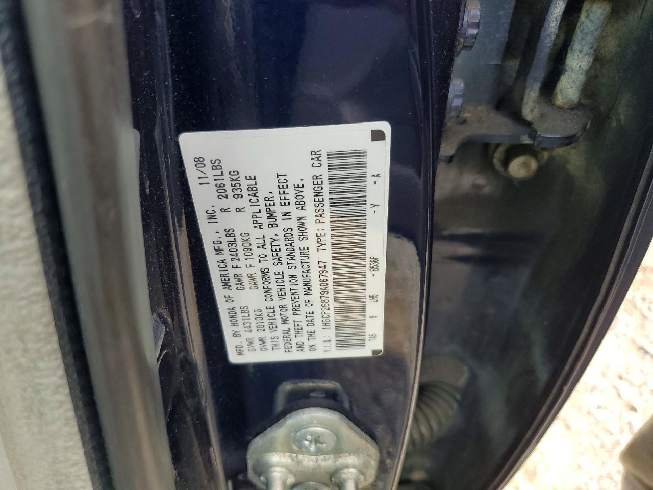 2009 Honda Accord Exl Blue vin: 1HGCP26879A067947