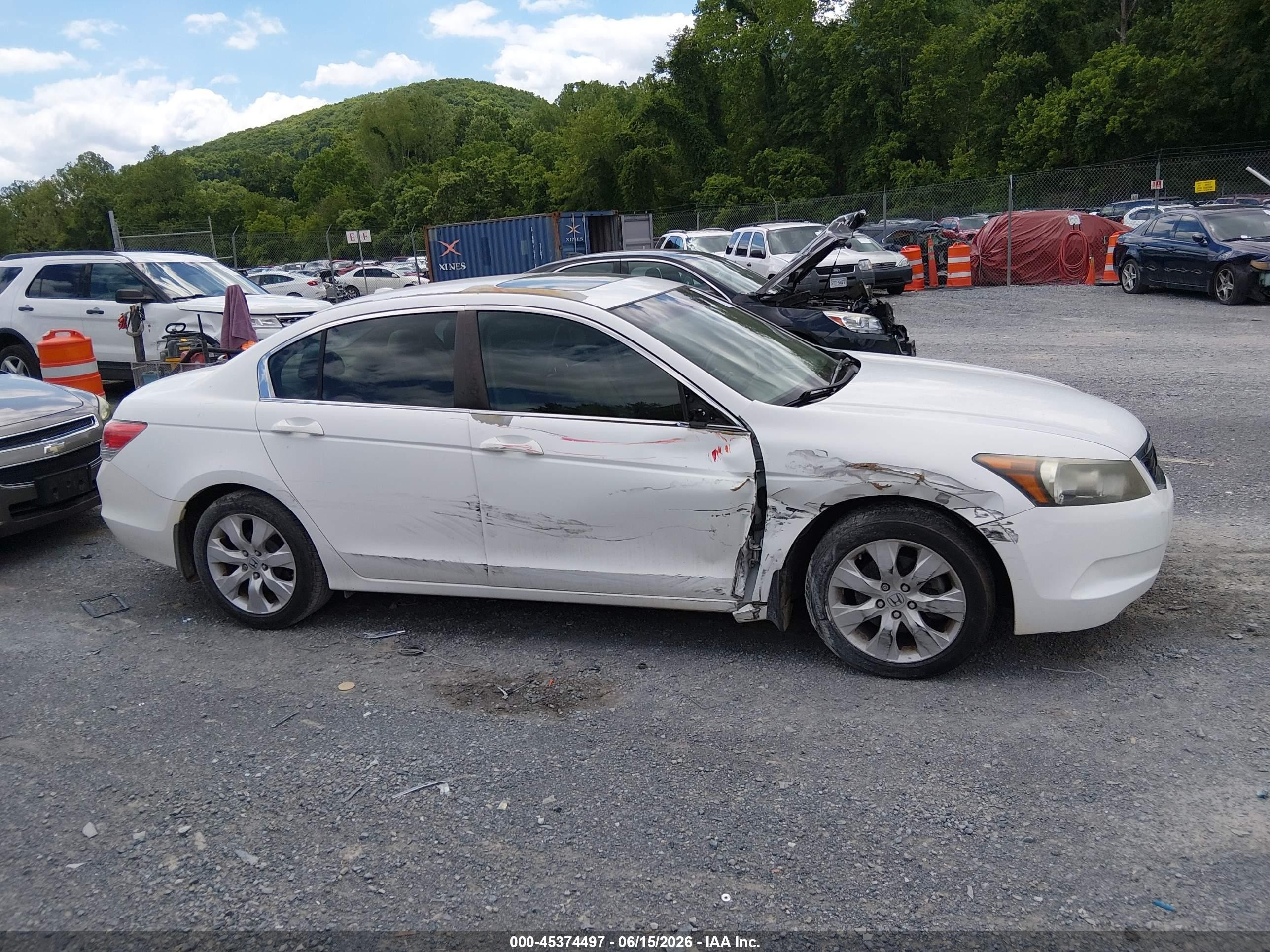 2008 Honda Accord 2.4 Ex-l White vin: 1HGCP26888A145196