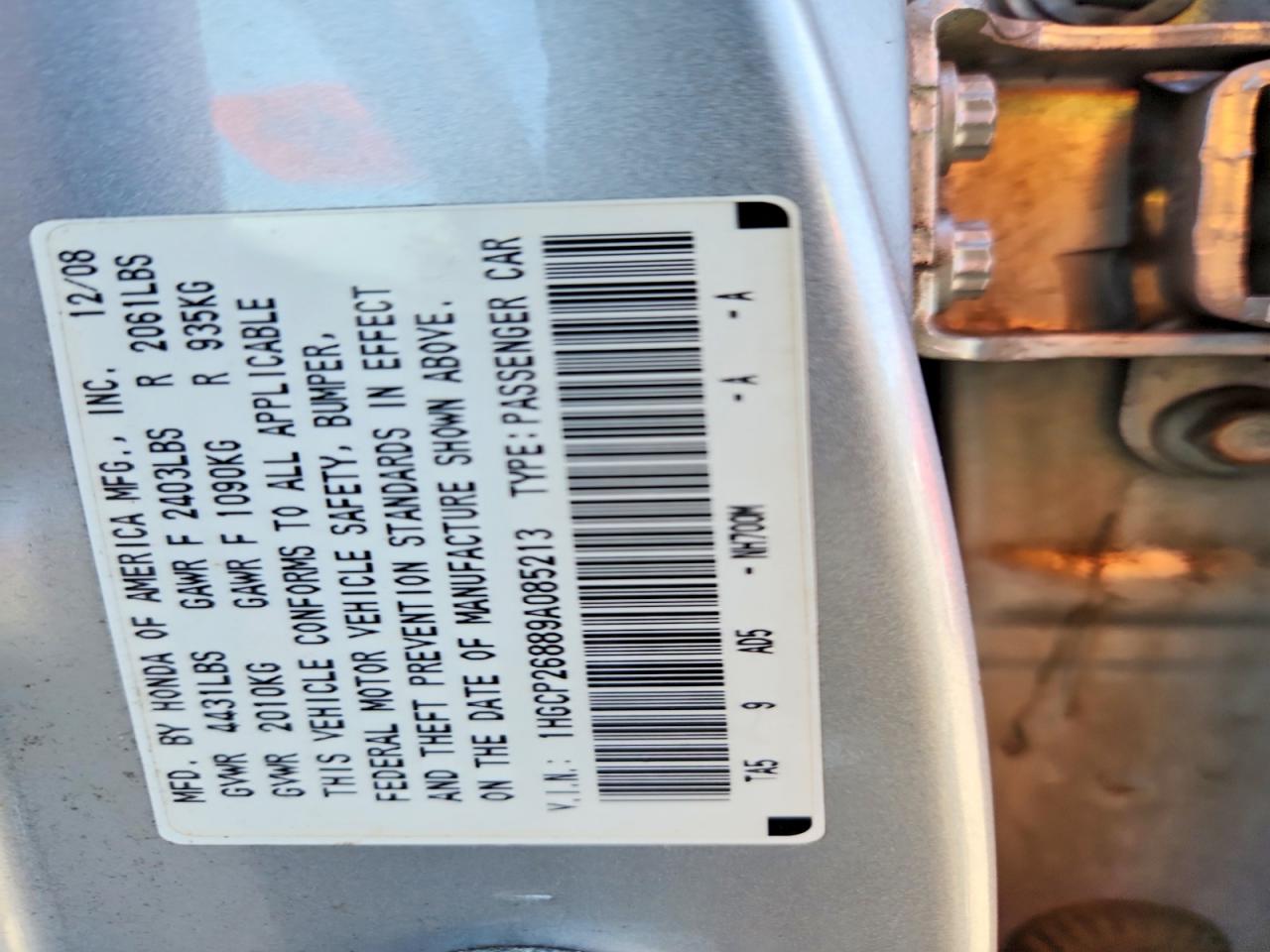 2009 Honda Accord Exl Silver vin: 1HGCP26889A085213