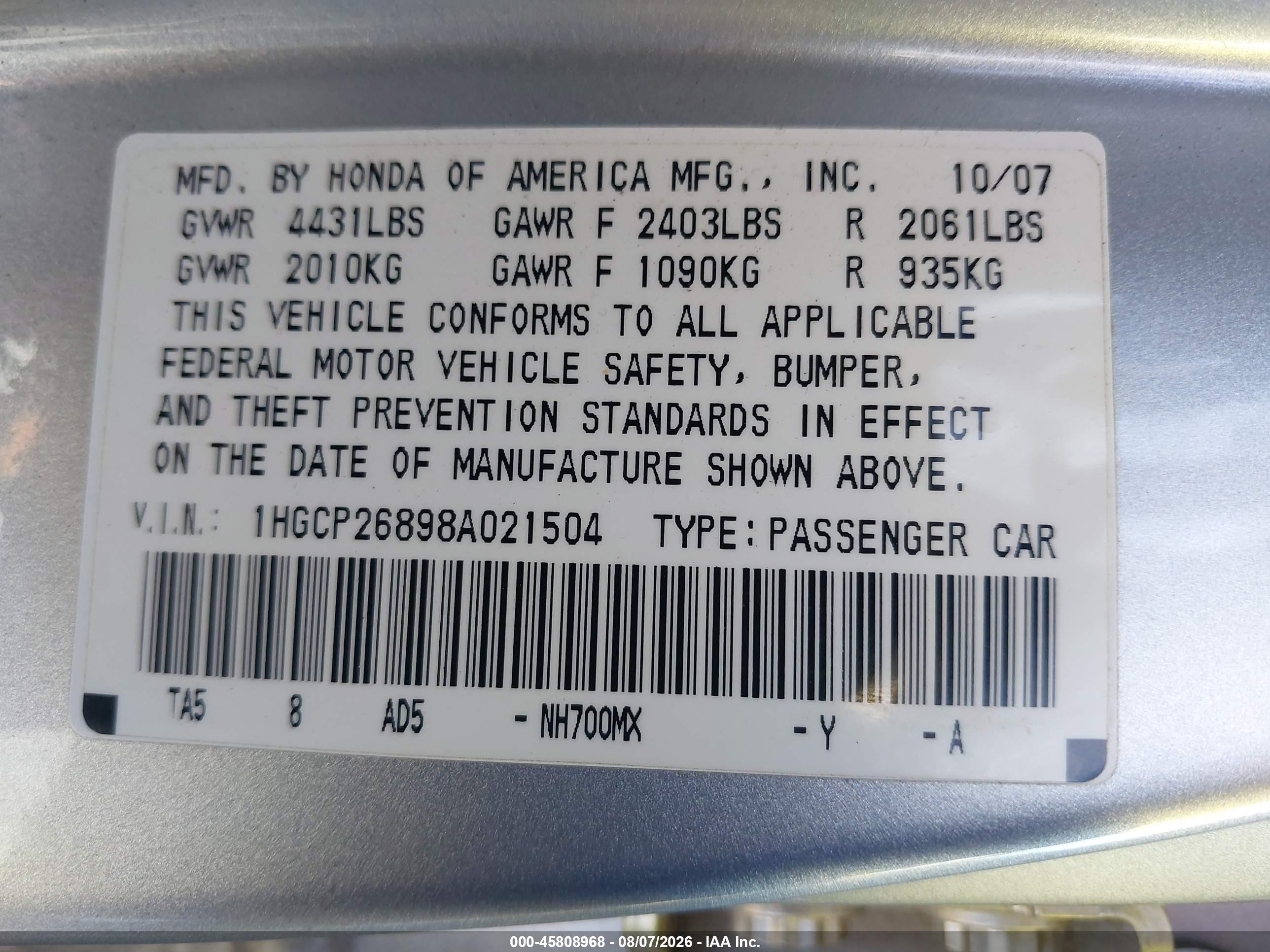 2008 Honda Accord 2.4 Ex-l Silver vin: 1HGCP26898A021504