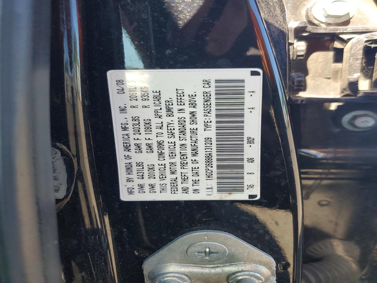 2008 Honda Accord Exl Черный vin: 1HGCP26898A131209