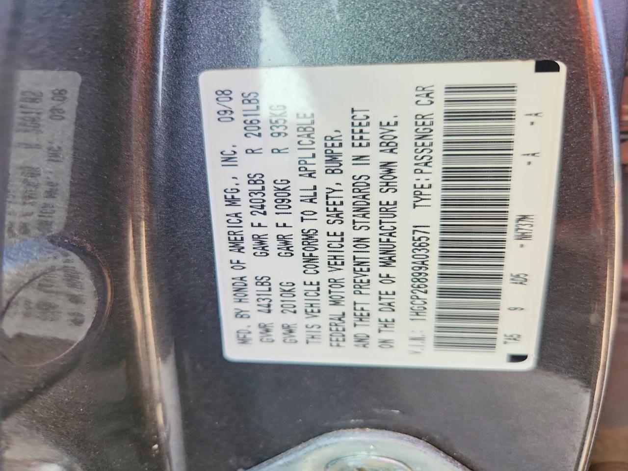 2009 Honda Accord Exl Gray vin: 1HGCP26899A036571