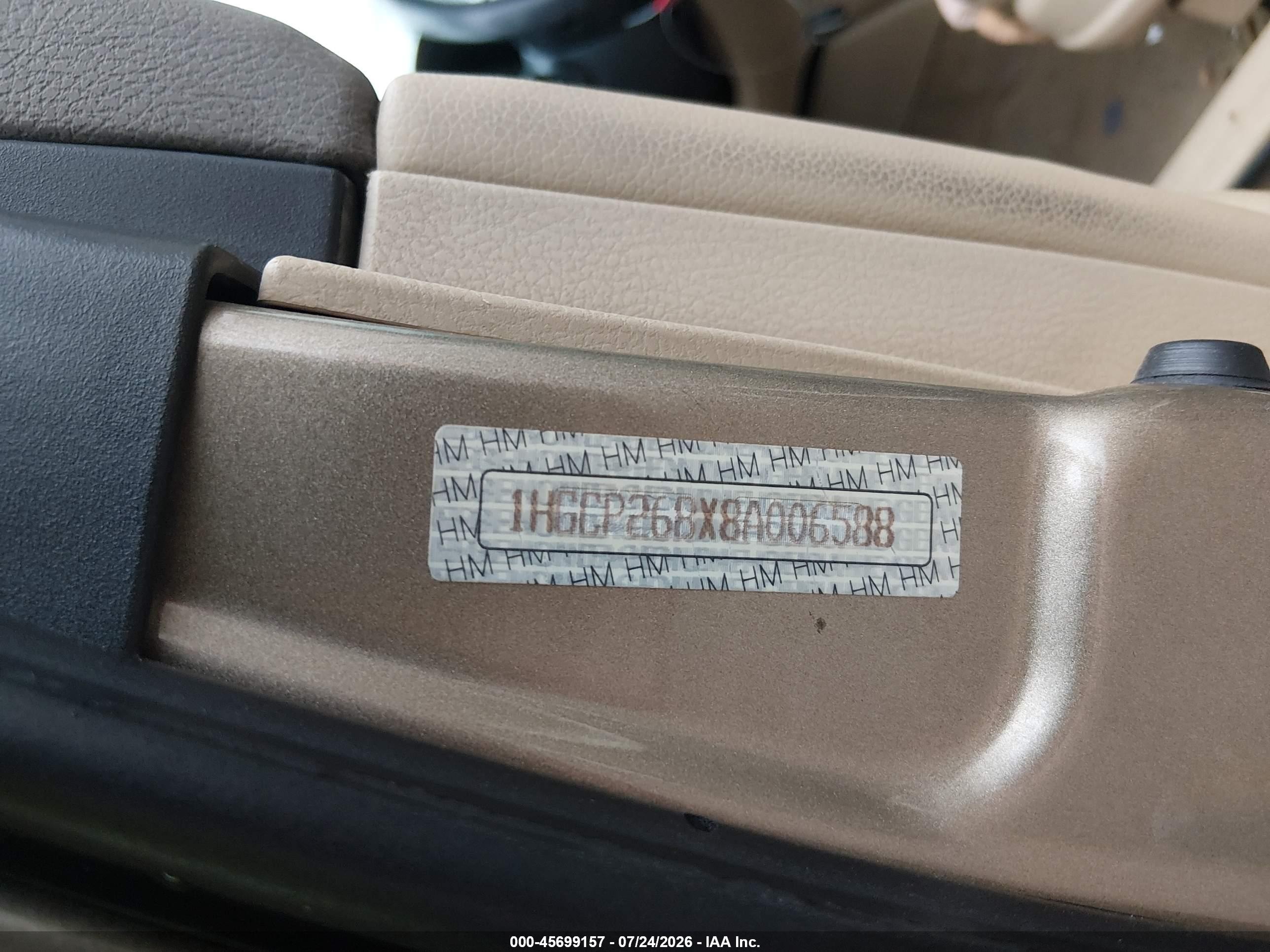 2008 Honda Accord 2.4 Ex-l Tan vin: 1HGCP268X8A006588
