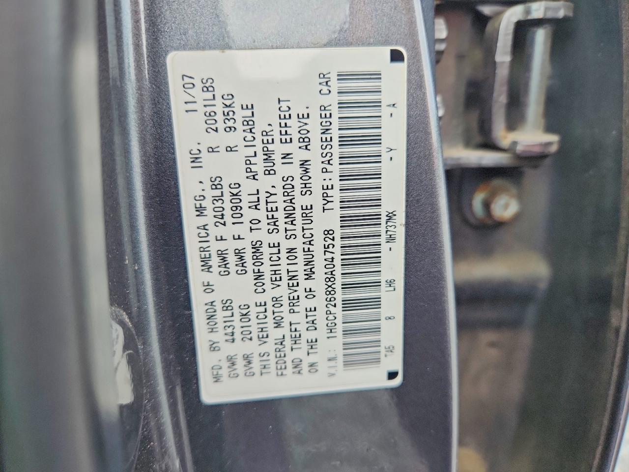 2008 Honda Accord Exl Gray vin: 1HGCP268X8A047528