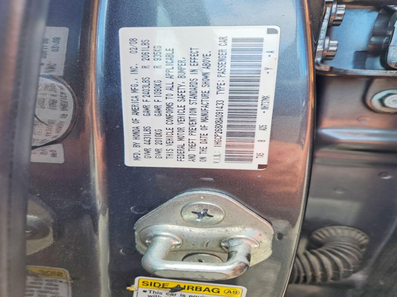 2008 Honda Accord Exl Gray vin: 1HGCP268X8A091433