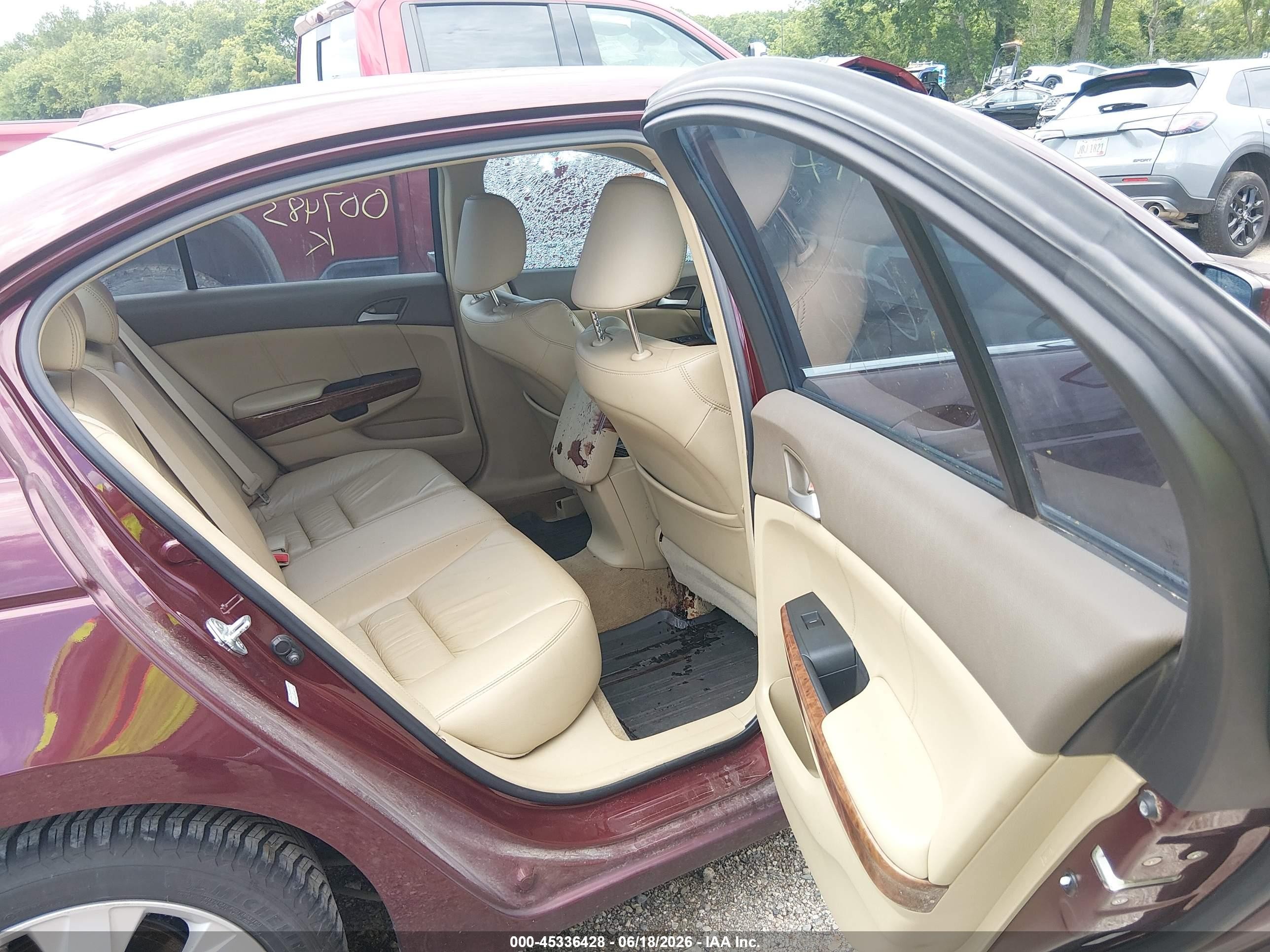 2009 Honda Accord 2.4 Ex-l Бордовый vin: 1HGCP268X9A007483