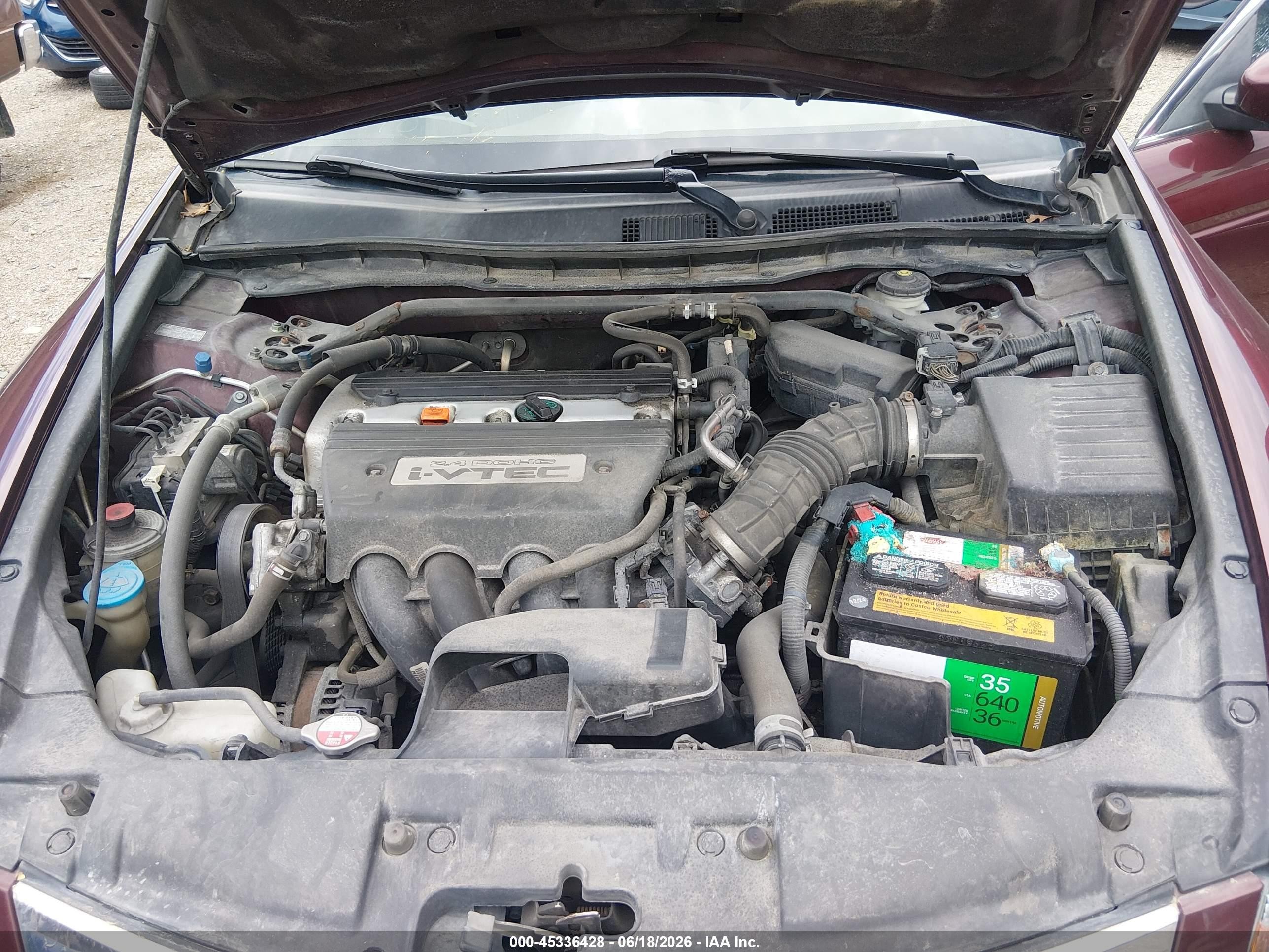 2009 Honda Accord 2.4 Ex-l Бордовый vin: 1HGCP268X9A007483