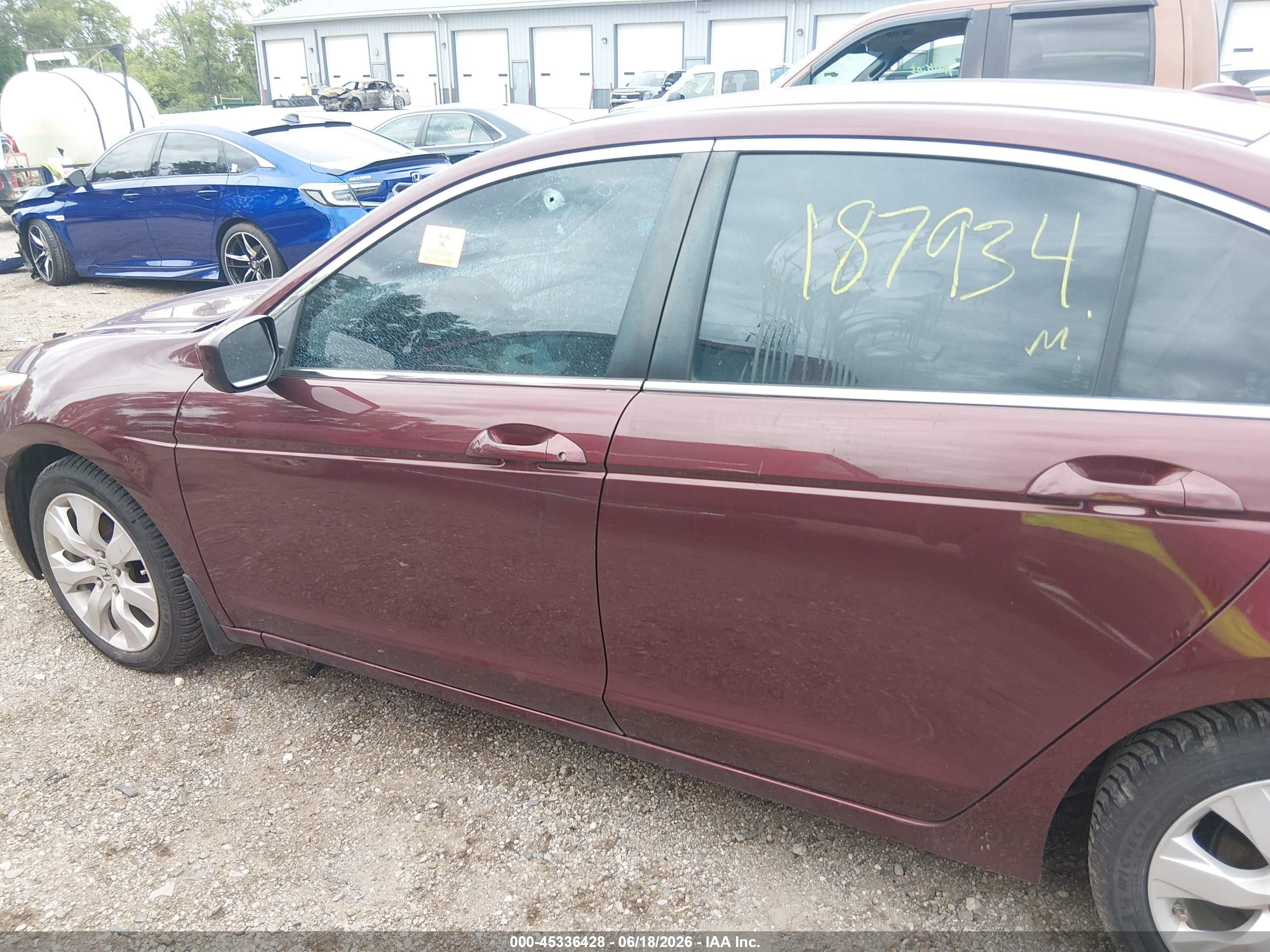 2009 Honda Accord 2.4 Ex-l Бордовый vin: 1HGCP268X9A007483