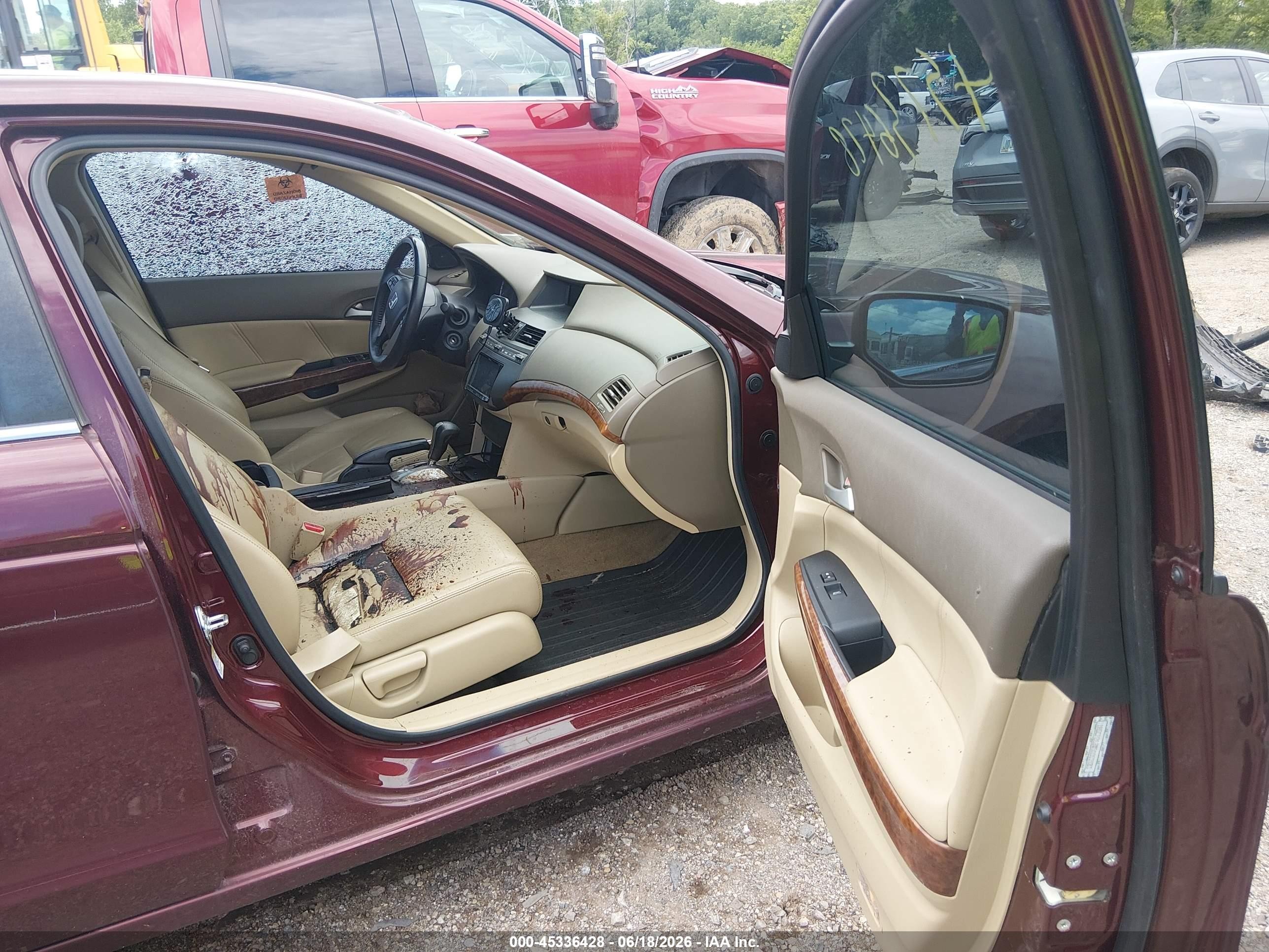 2009 Honda Accord 2.4 Ex-l Бордовый vin: 1HGCP268X9A007483