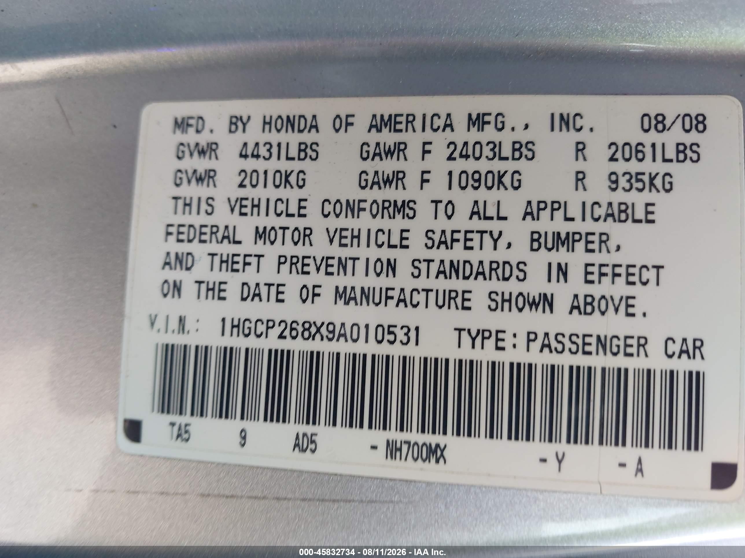 2009 Honda Accord 2.4 Ex-l Silver vin: 1HGCP268X9A010531