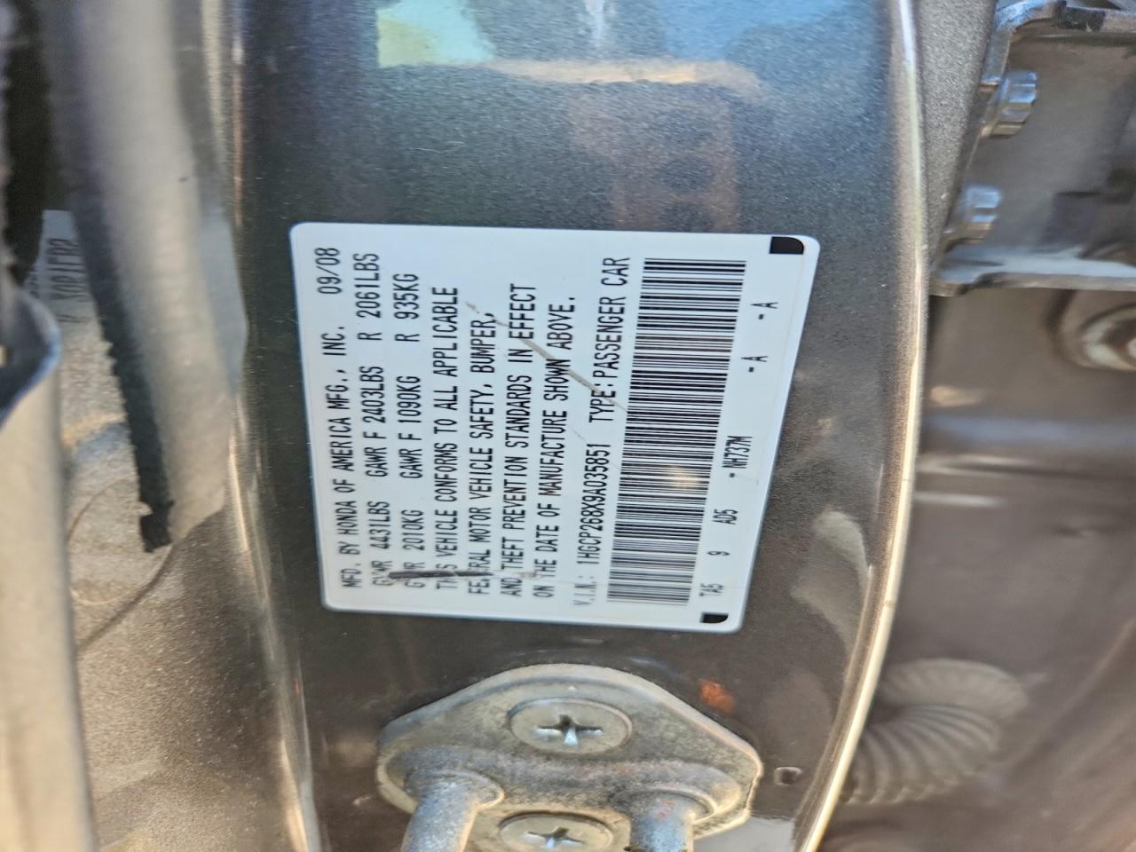2009 Honda Accord Exl Gray vin: 1HGCP268X9A035851