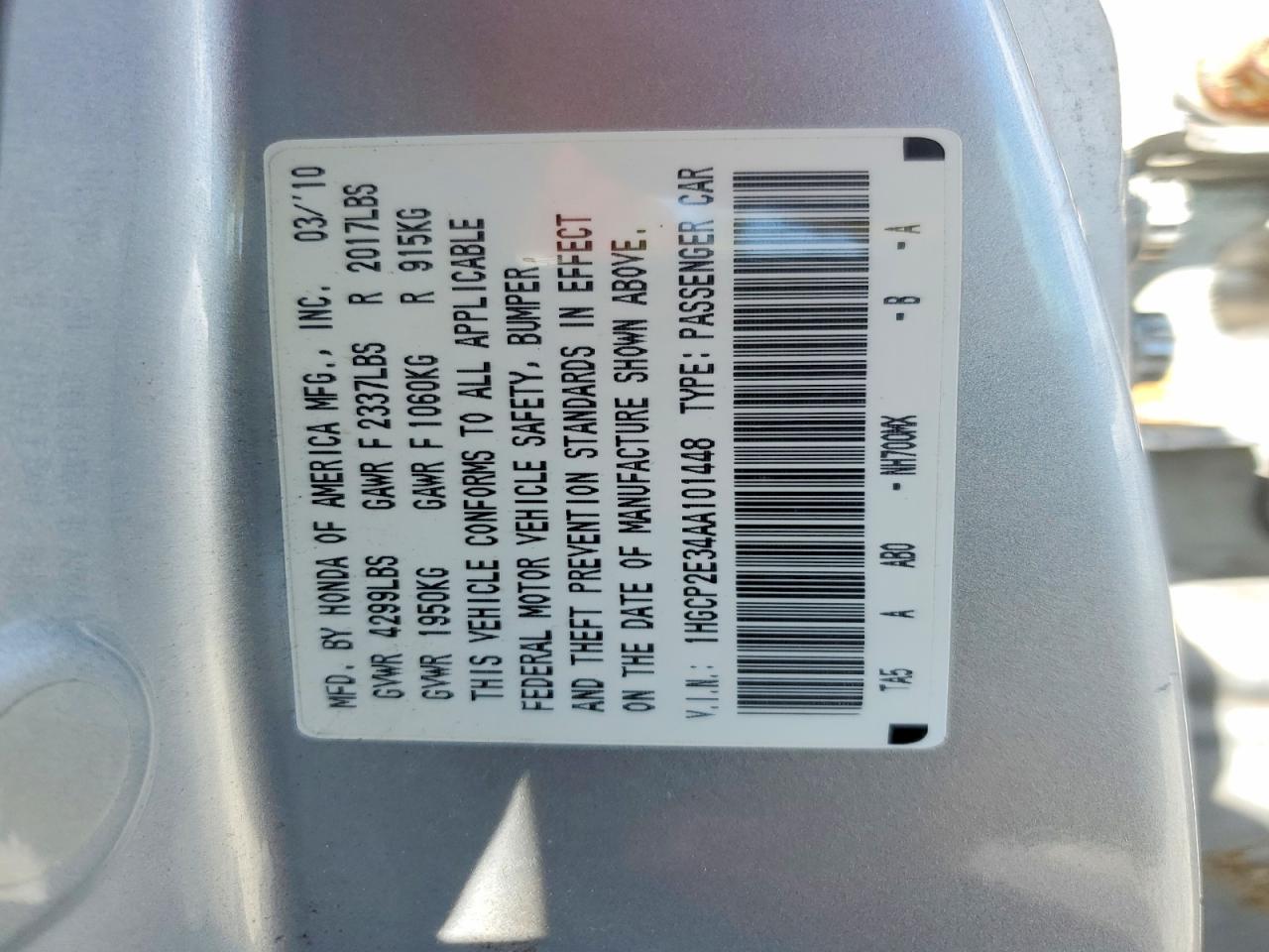 2010 Honda Accord Lx Silver vin: 1HGCP2E34AA101448