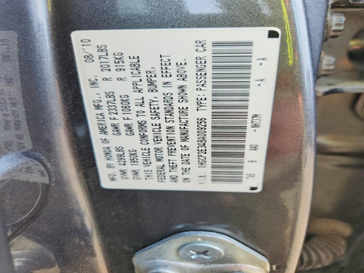 2011 Honda Accord Lx Gray vin: 1HGCP2E34BA009256