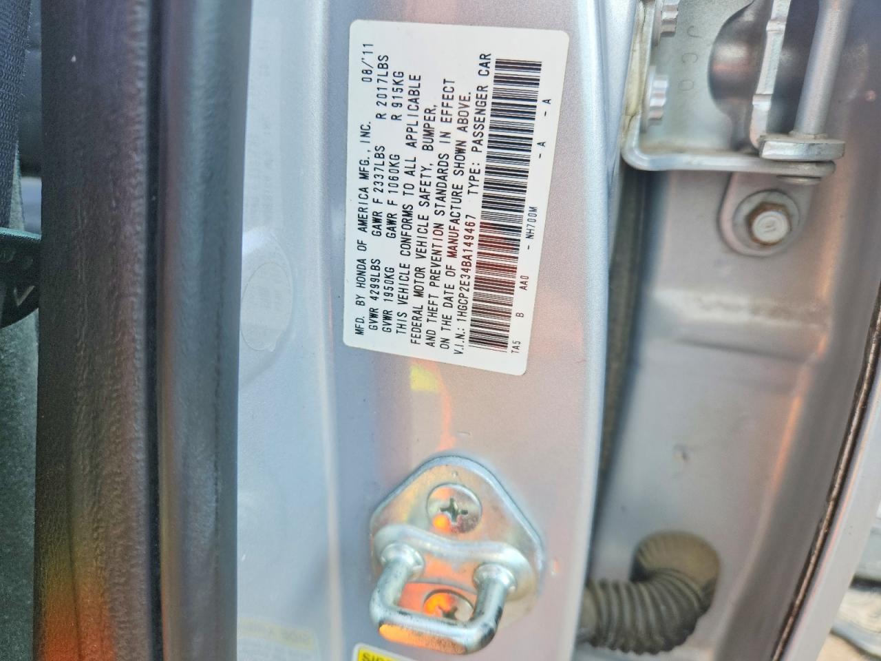 2011 Honda Accord Lx Silver vin: 1HGCP2E34BA149467