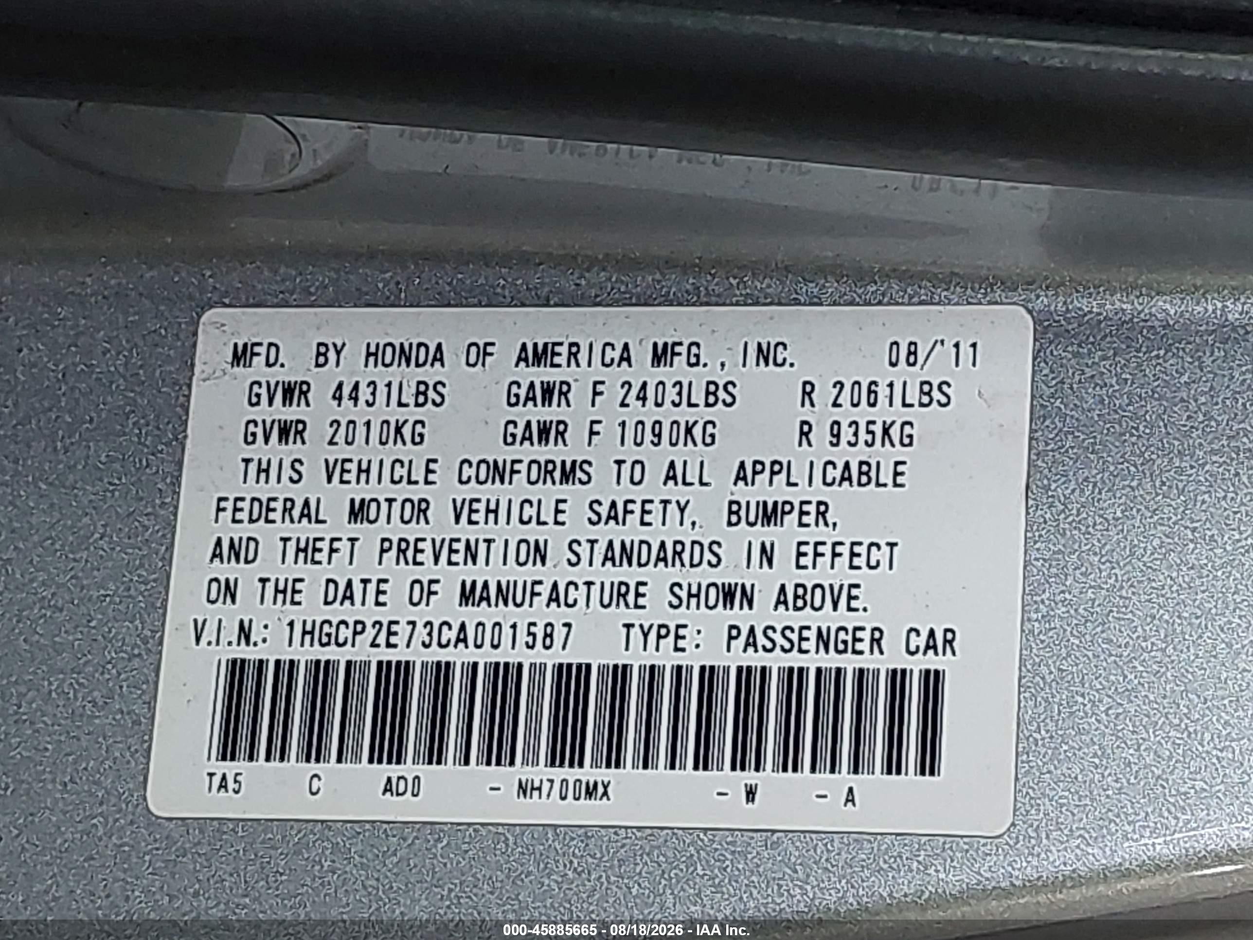2012 Honda Accord 2.4 Ex Silver vin: 1HGCP2E73CA001587