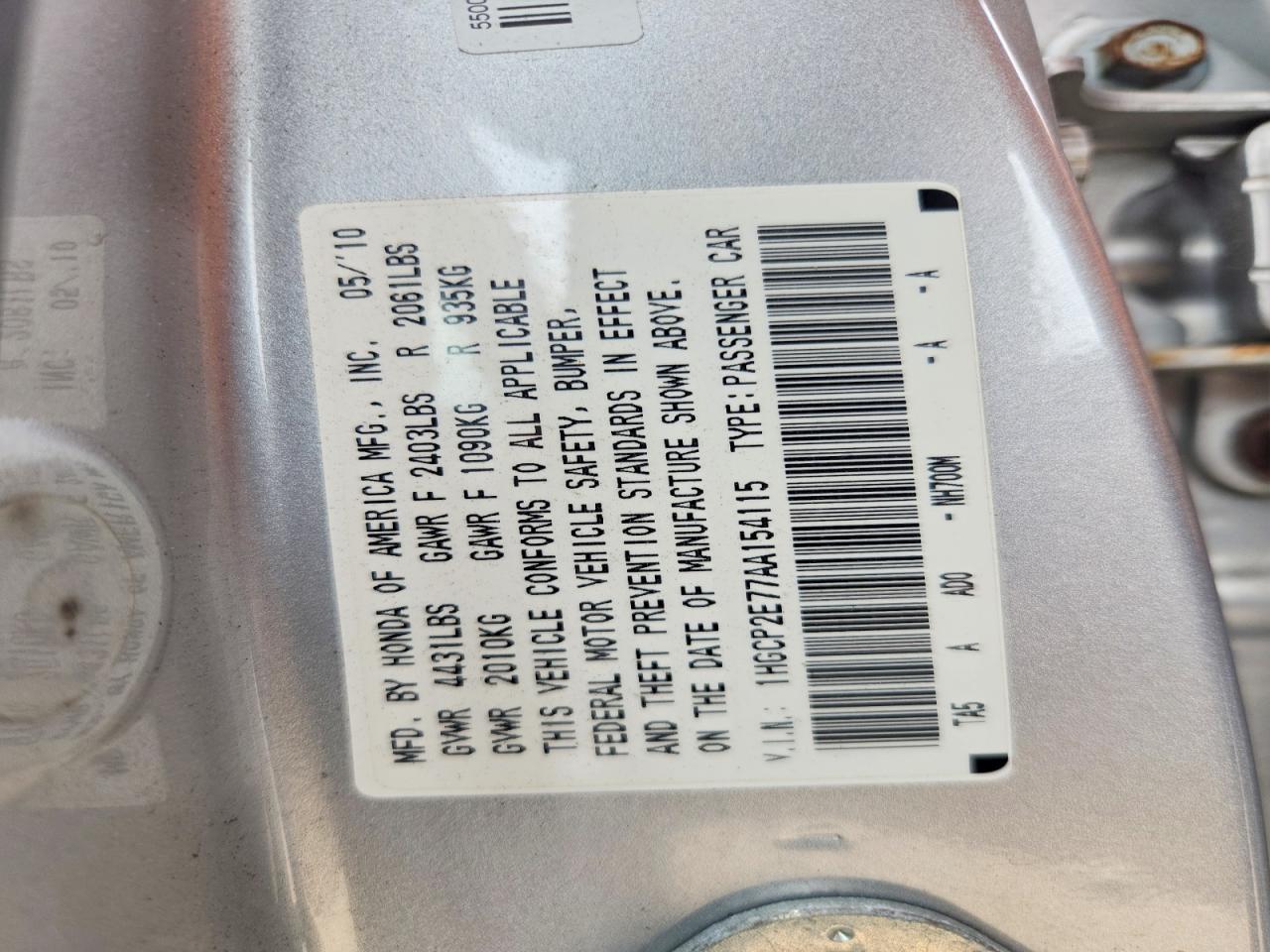 2010 Honda Accord Ex Silver vin: 1HGCP2E77AA154115
