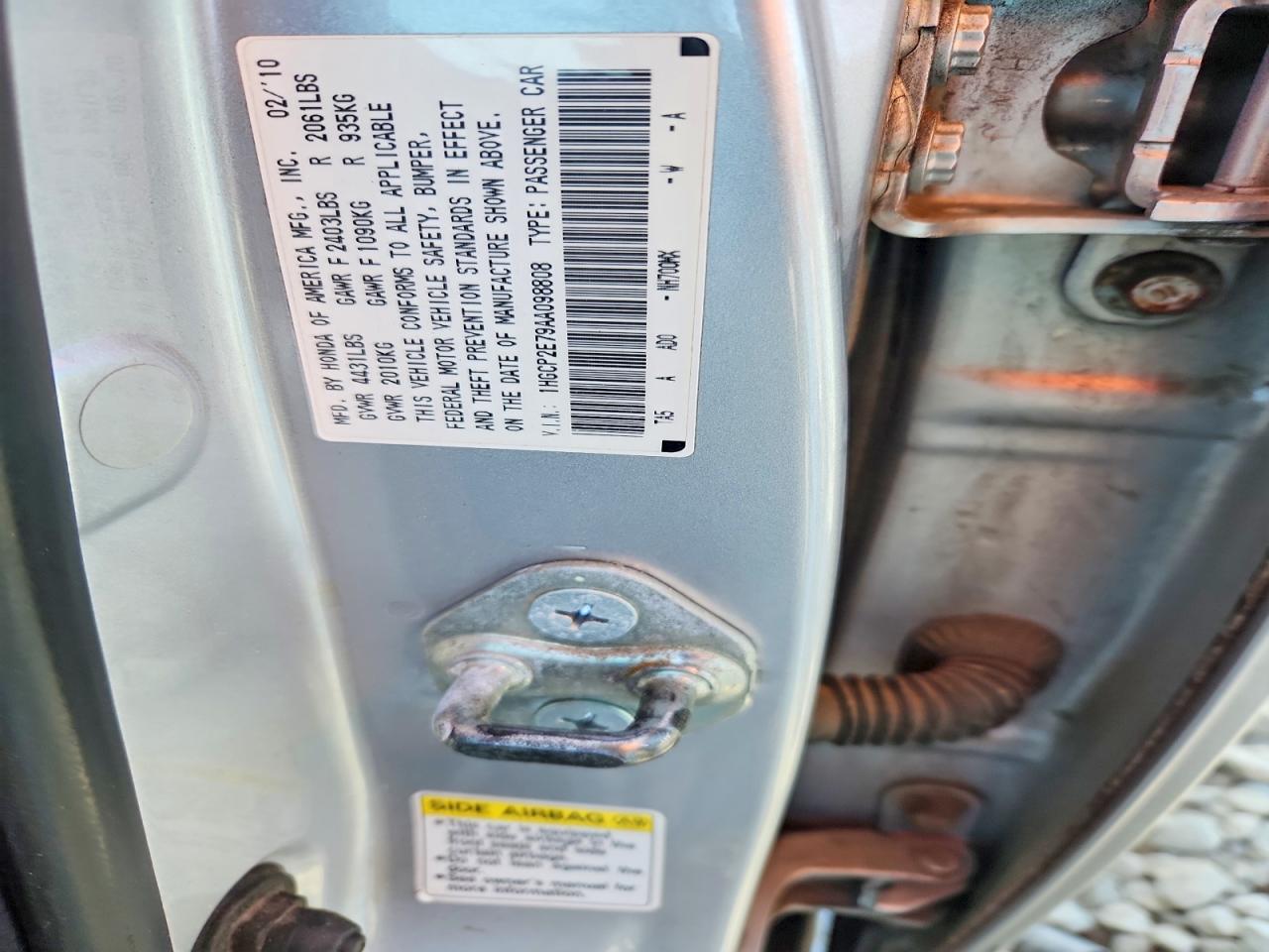 2010 Honda Accord Ex Gray vin: 1HGCP2E79AA098808