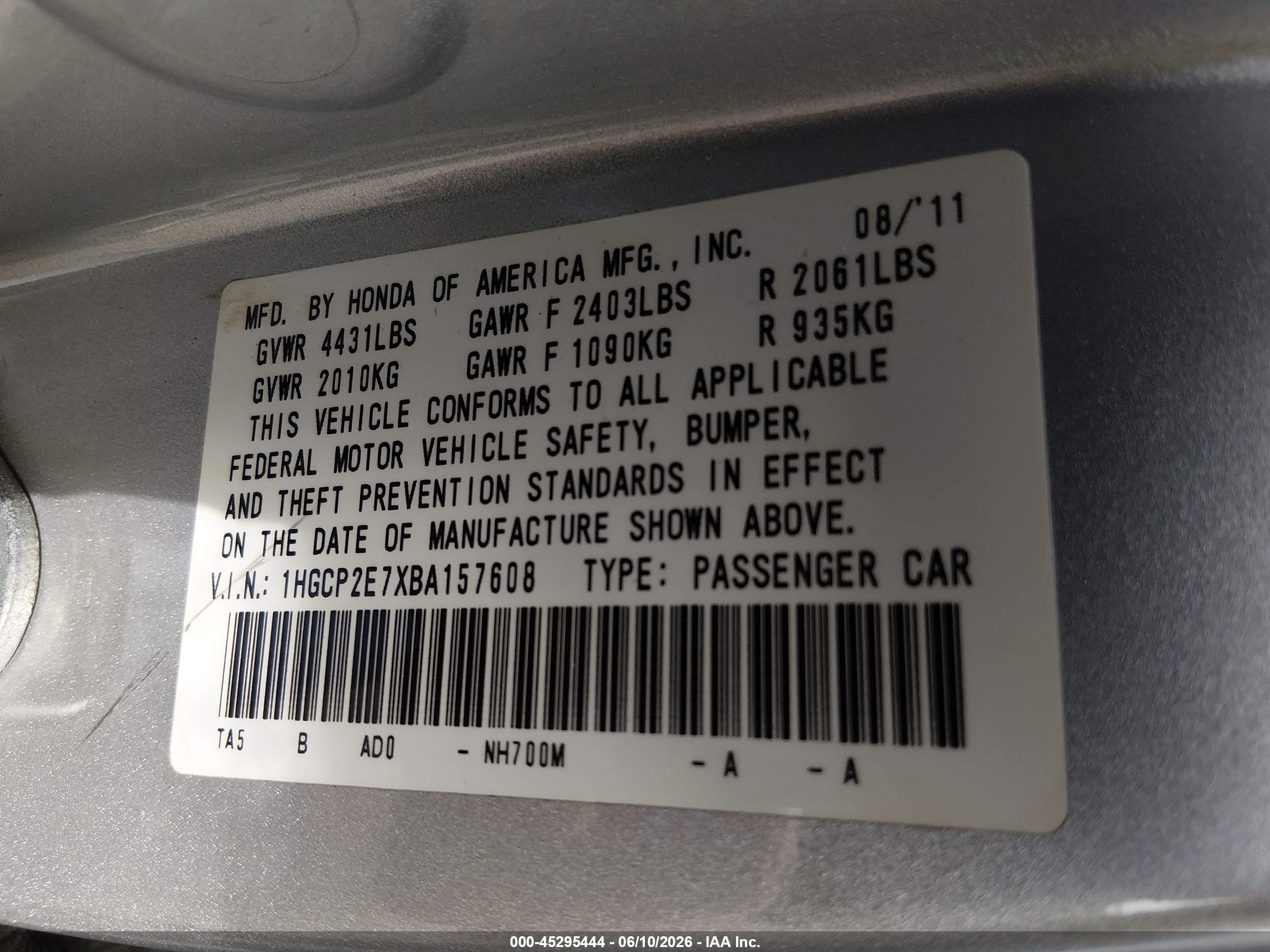 2011 Honda Accord 2.4 Ex Silver vin: 1HGCP2E7XBA157608