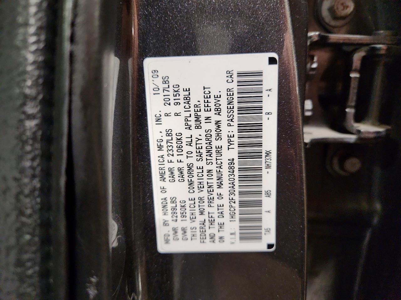 2010 Honda Accord Lx Gray vin: 1HGCP2F30AA034894
