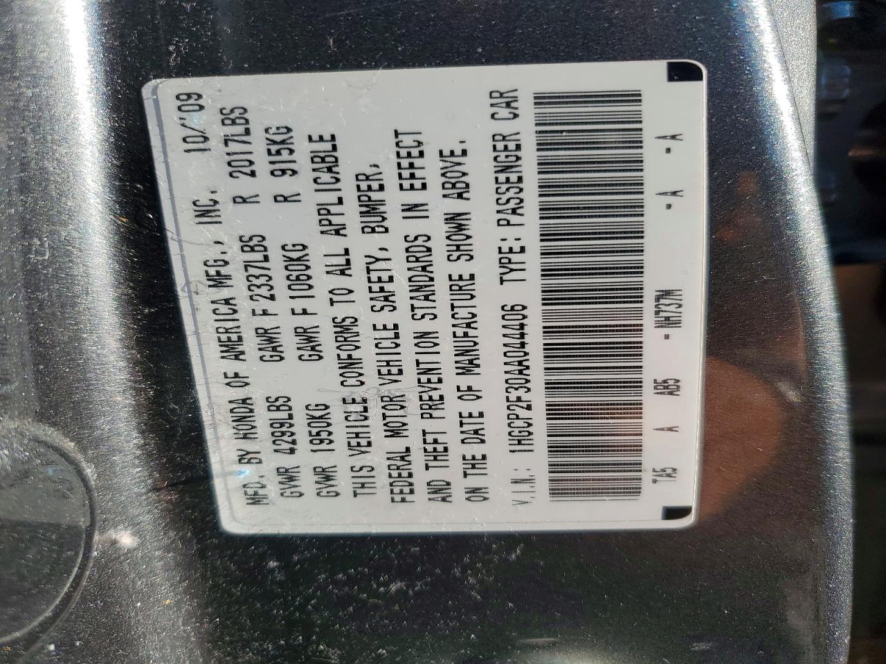 2010 Honda Accord Lx Gray vin: 1HGCP2F30AA044406