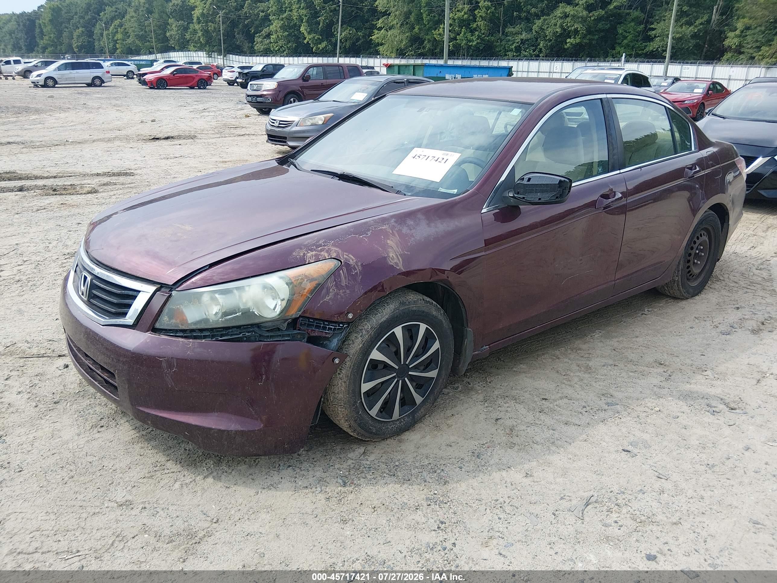 2010 Honda Accord 2.4 Lx Maroon vin: 1HGCP2F30AA190627