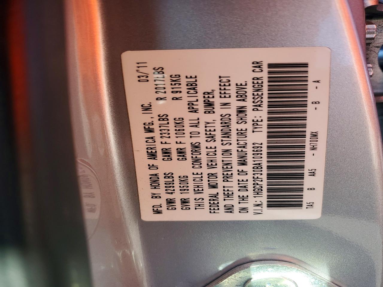 2011 Honda Accord Lx Silver vin: 1HGCP2F30BA109692