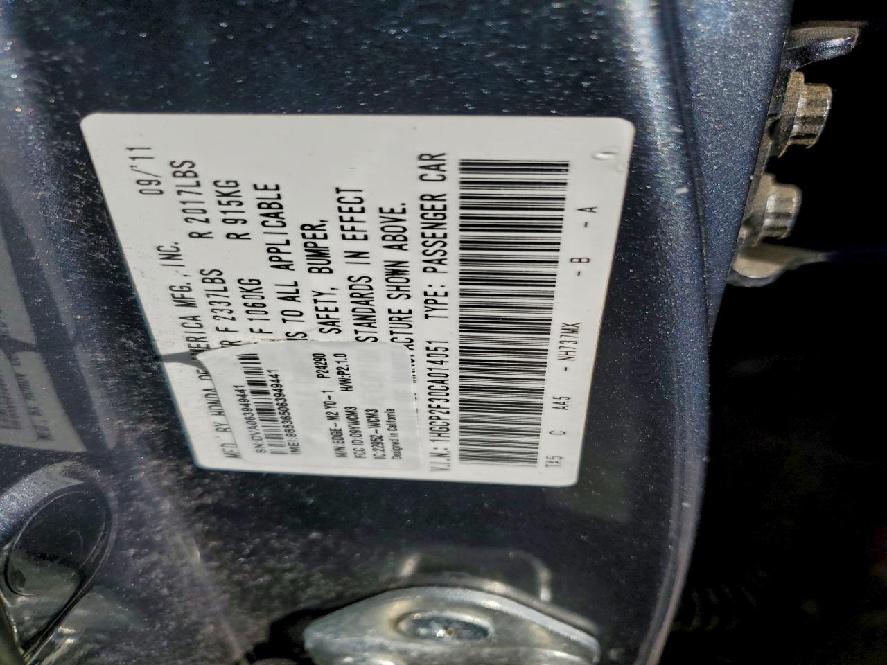 2012 Honda Accord Lx Charcoal vin: 1HGCP2F30CA014051