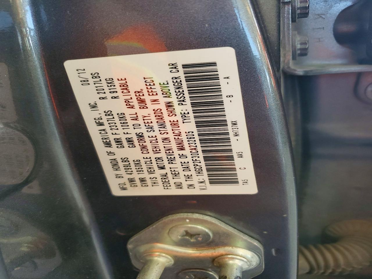 2012 Honda Accord 4d Se Gray vin: 1HGCP2F30CA232605