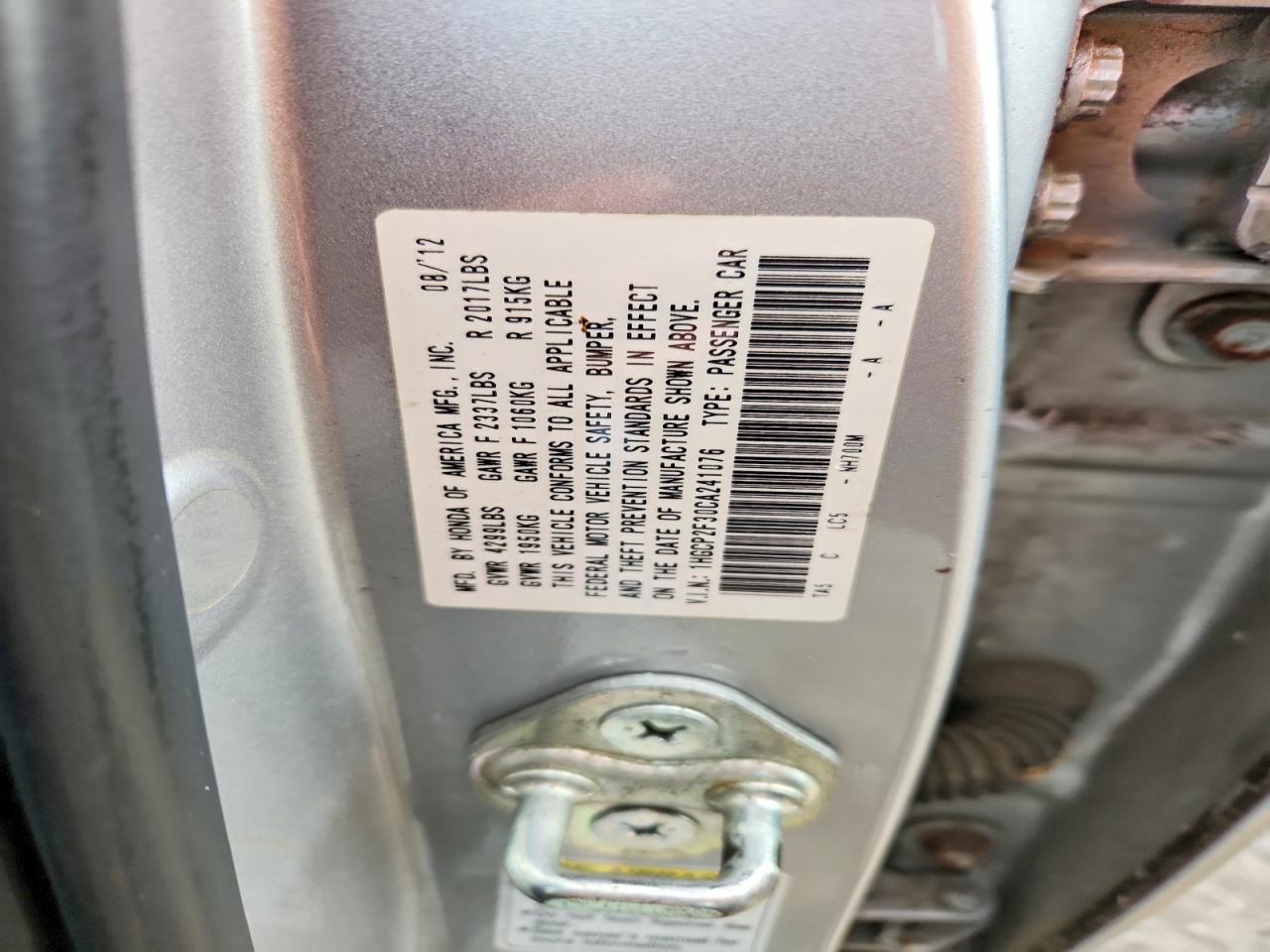 2012 Honda Accord Lx Silver vin: 1HGCP2F30CA241076