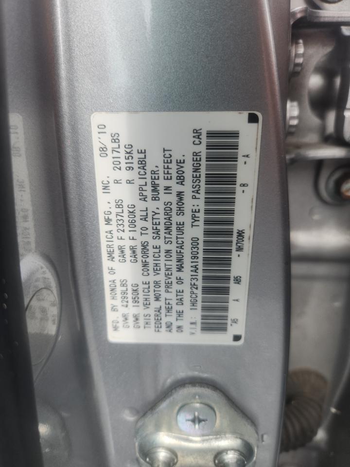 2010 Honda Accord Lx Silver vin: 1HGCP2F31AA190300