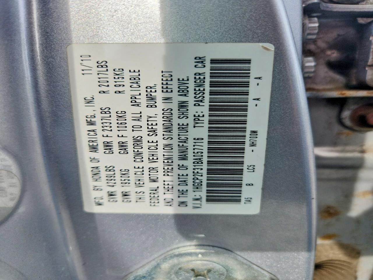 2011 Honda Accord Lx Silver vin: 1HGCP2F31BA057716