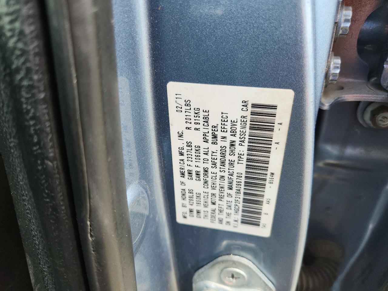 2011 Honda Accord Lx Синий vin: 1HGCP2F31BA096760
