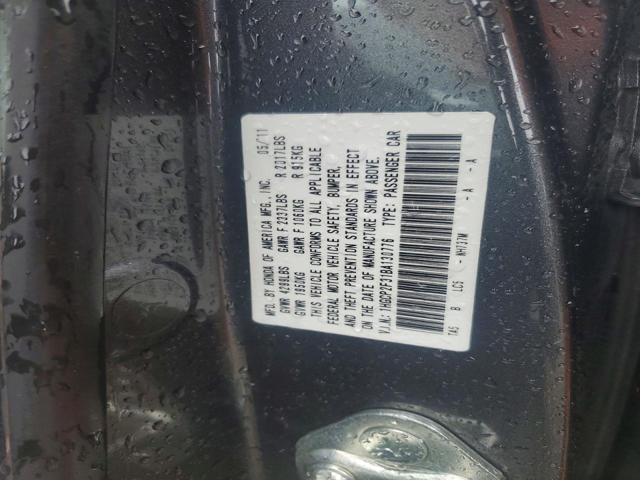2011 Honda Accord Lx Gray vin: 1HGCP2F31BA130776