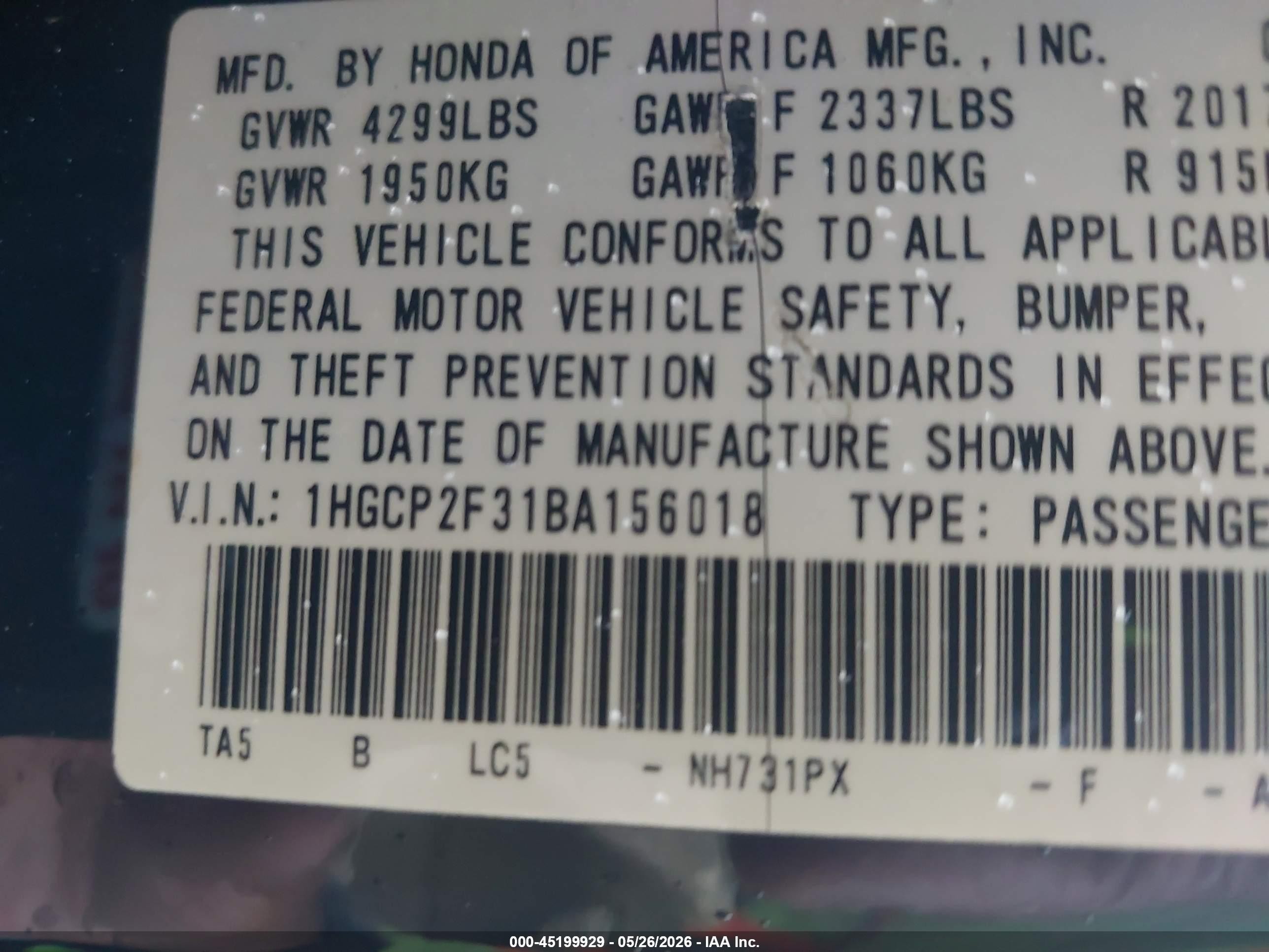 2011 Honda Accord 2.4 Lx Black vin: 1HGCP2F31BA156018