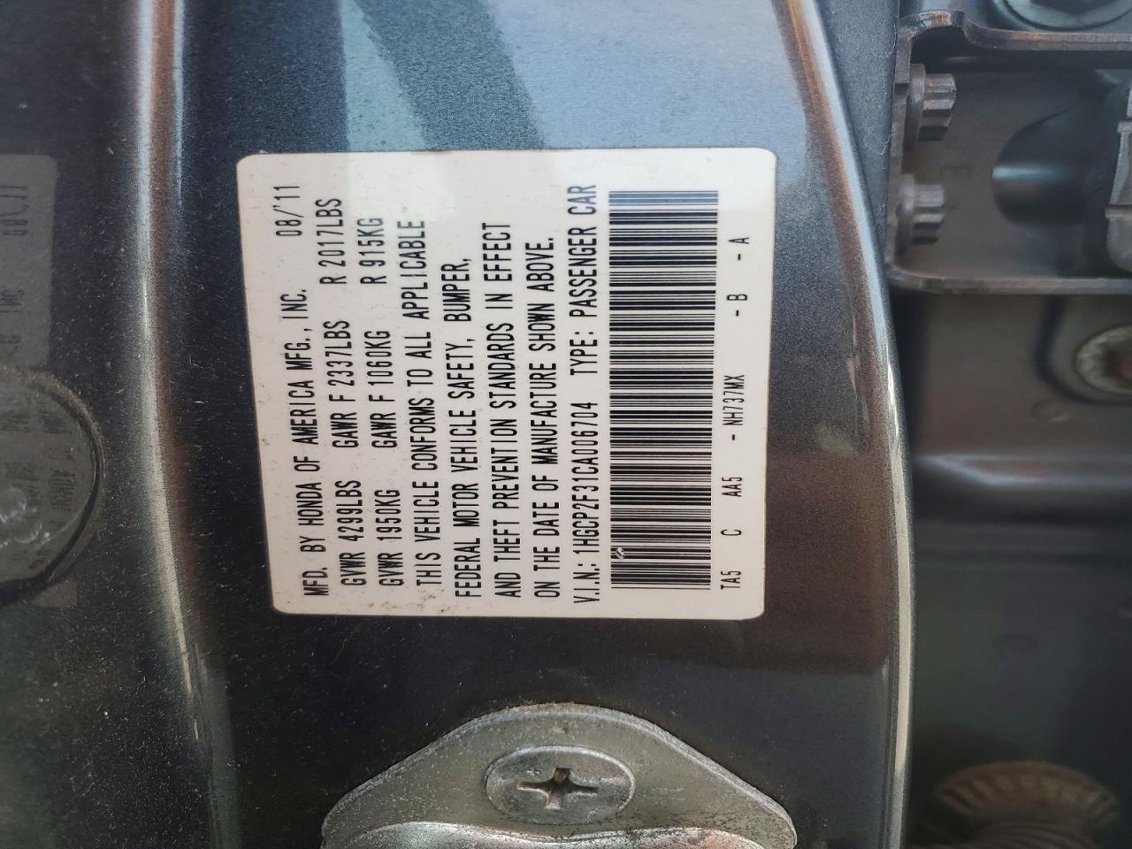 2012 Honda Accord Lx Gray vin: 1HGCP2F31CA006704