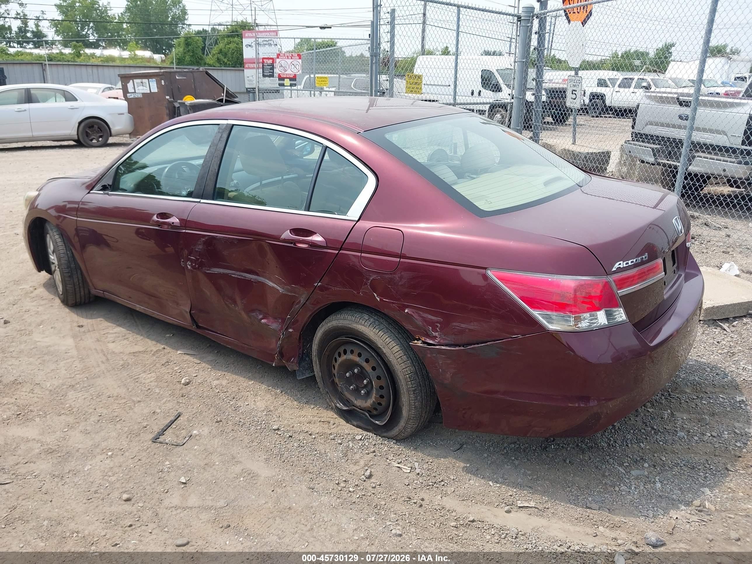2012 Honda Accord Sdn Lx Burgundy vin: 1HGCP2F31CA129225
