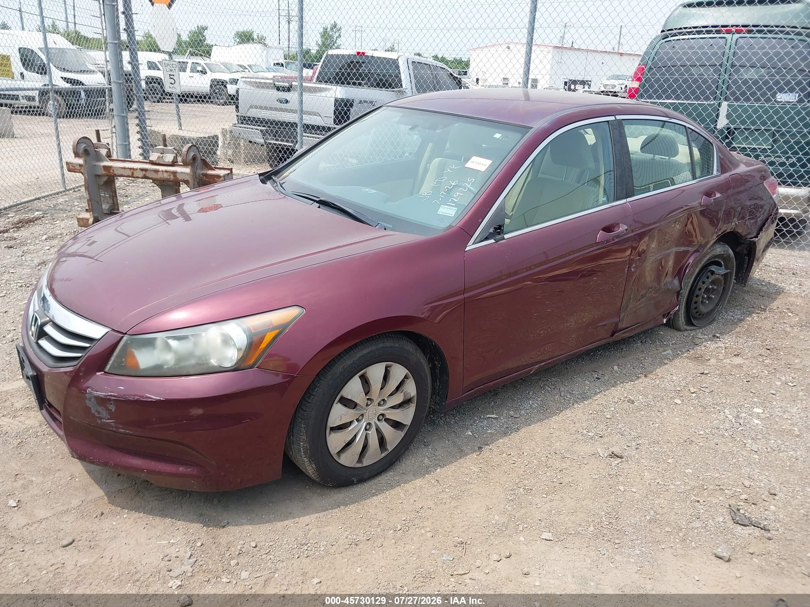 2012 Honda Accord Sdn Lx Burgundy vin: 1HGCP2F31CA129225