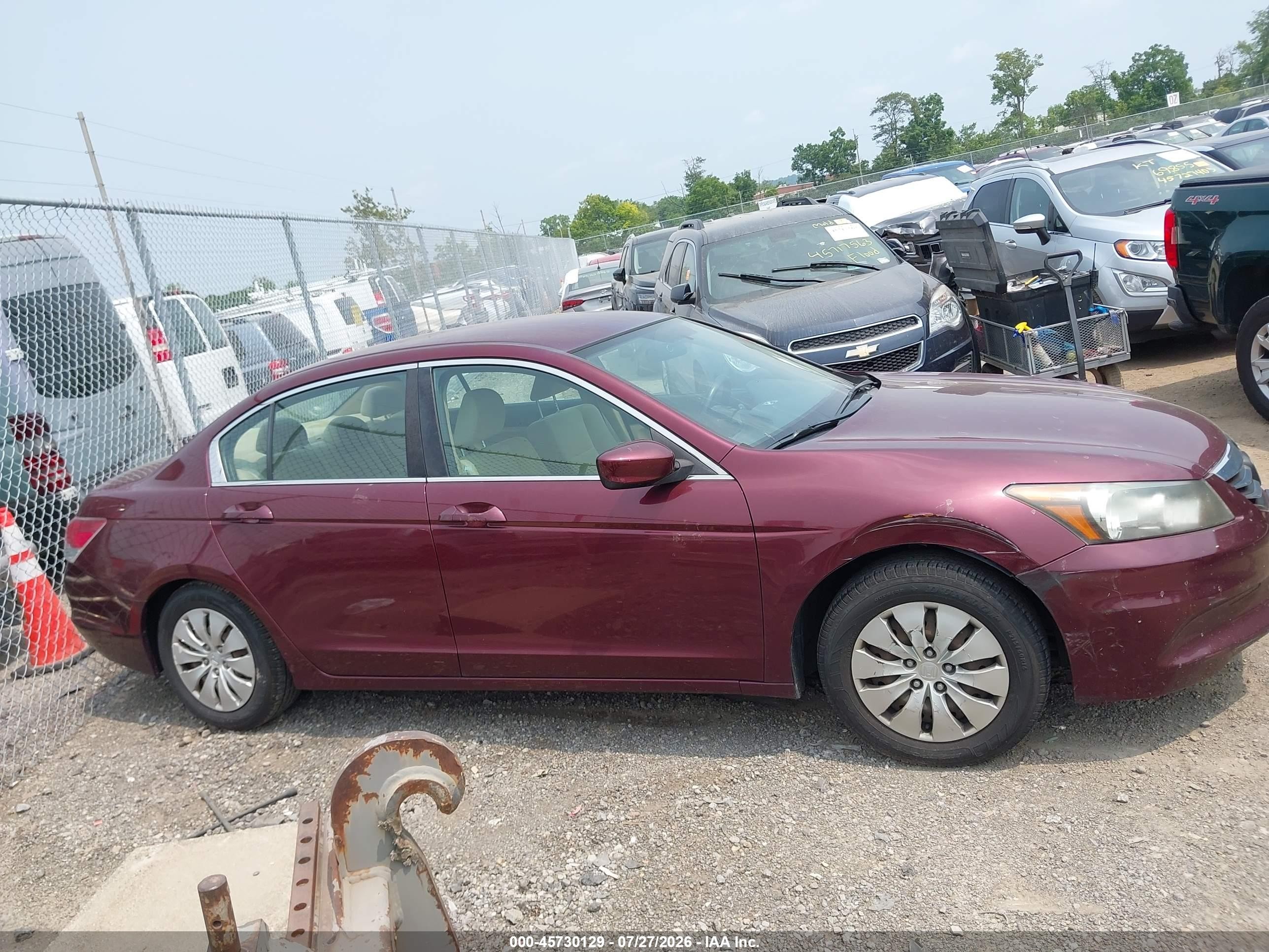 2012 Honda Accord Sdn Lx Burgundy vin: 1HGCP2F31CA129225